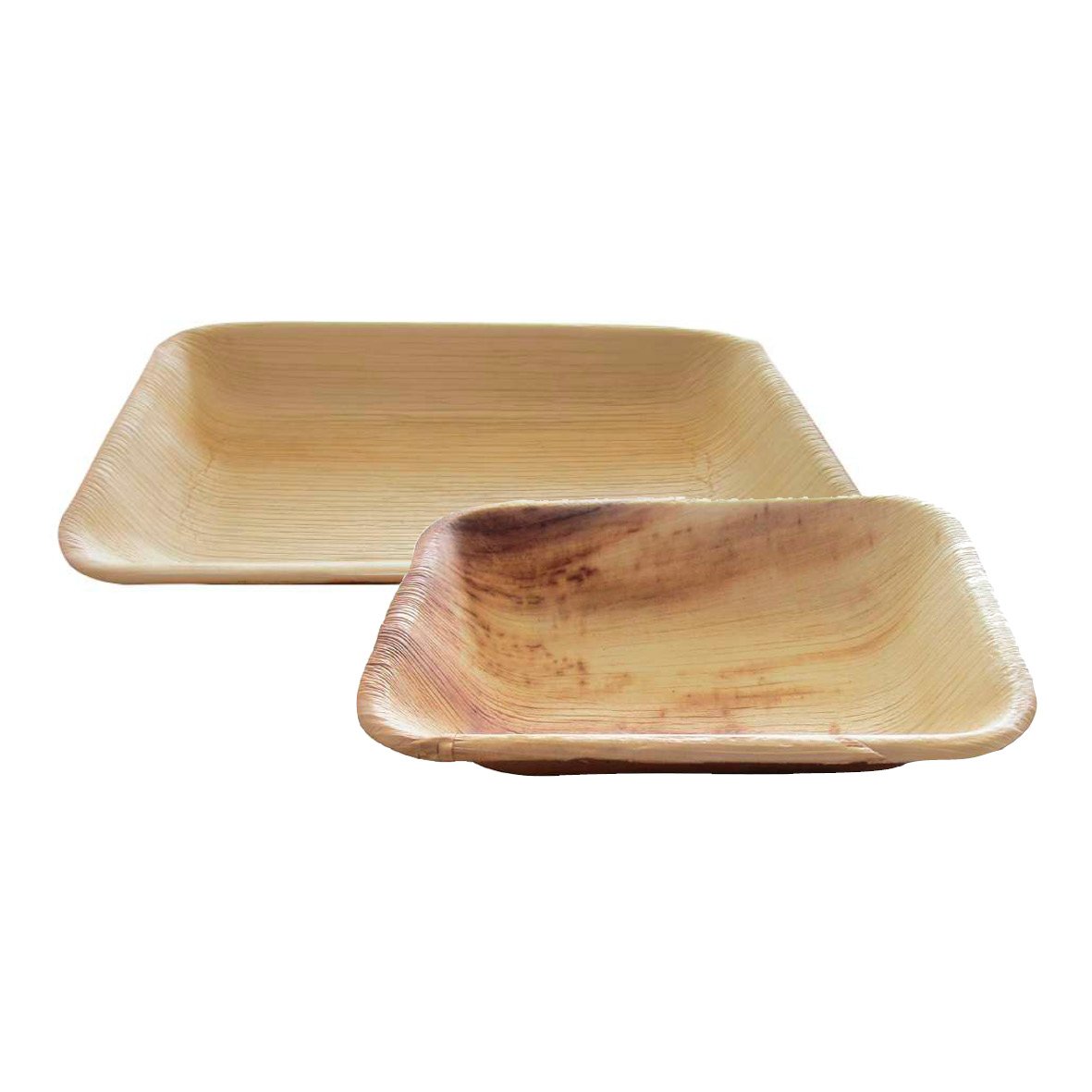 Engångstallrik av palmblad i fyrkantig form, naturlig färg