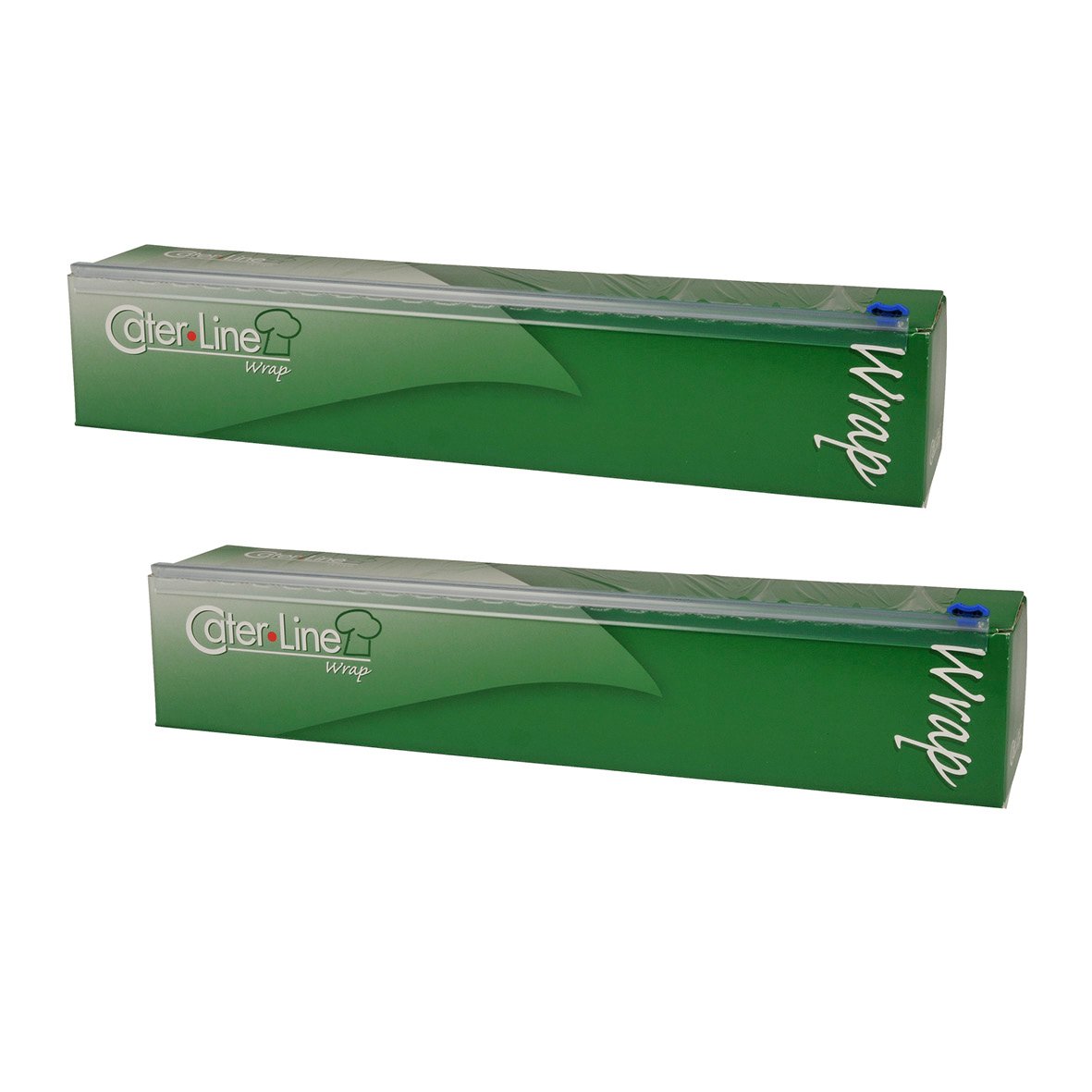 Två gröna PVC-boxar från Cater-Line för matfilm, 8 meter långa