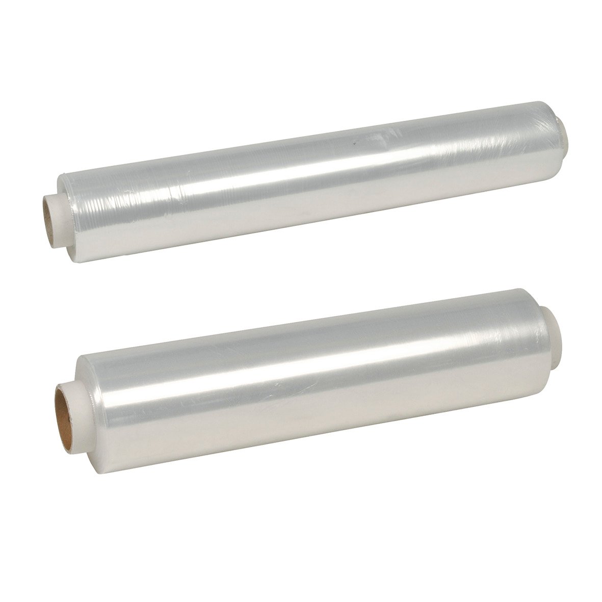 Två matfilm PE refillrullar, transparent plastfilm