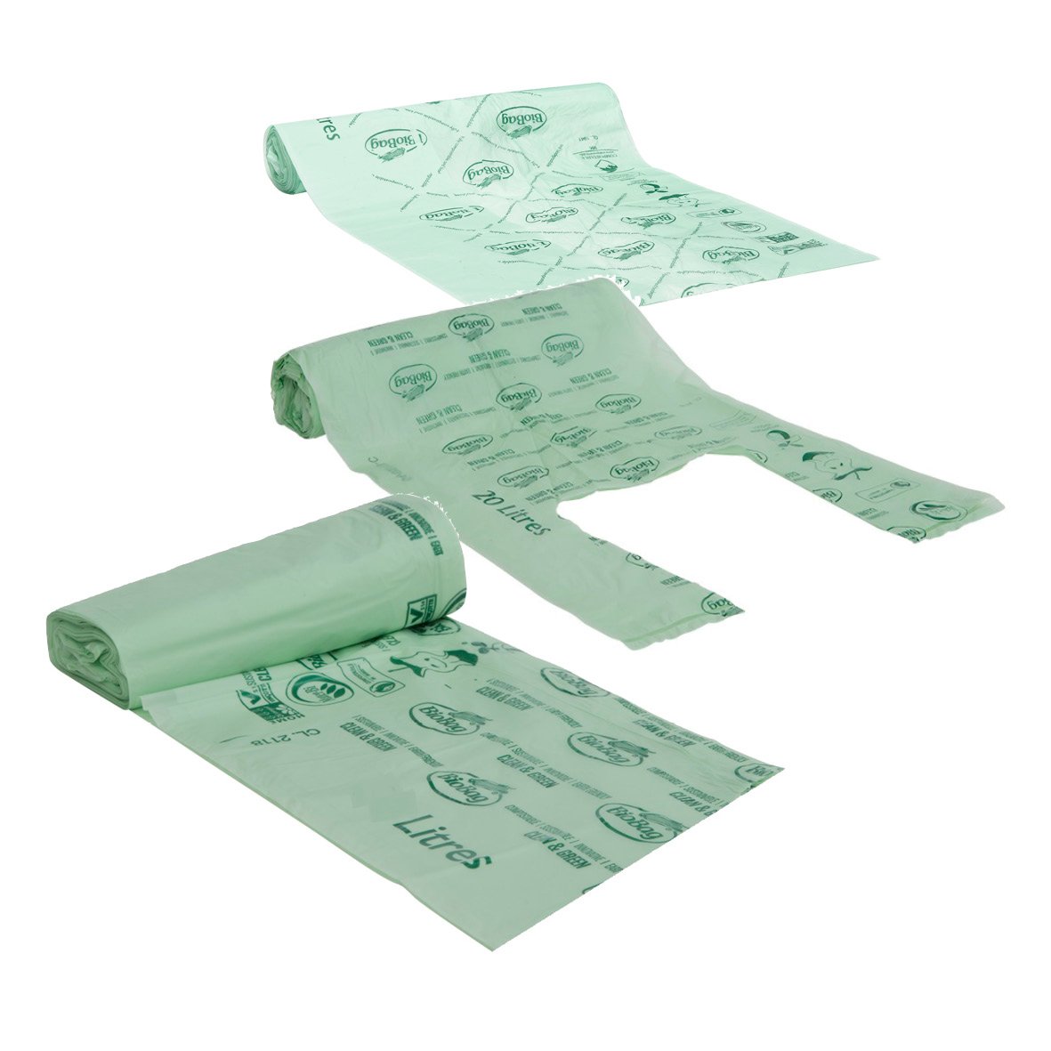 Komposterbar insatspåse från Biobag i olika steg av användning