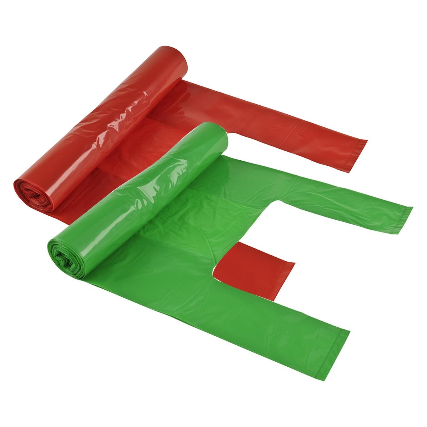 Källsorteringspåsar LD Knyt 30L i rött och grönt, 35my, 280/170x530mm