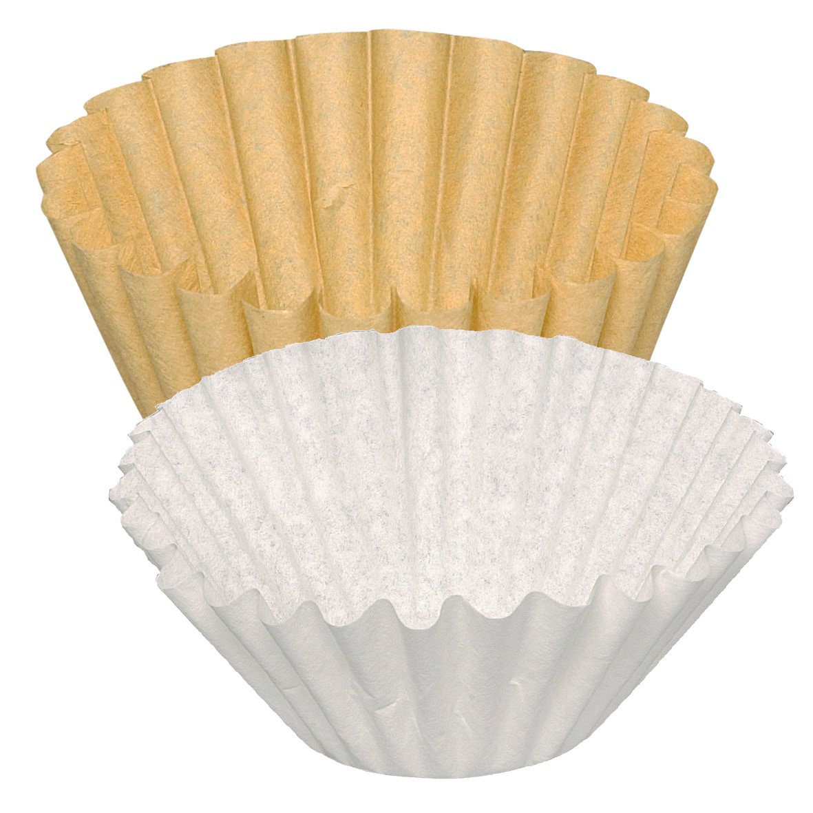 Två kaffefilter, ett i papper och ett i tyg, för kaffebryggare