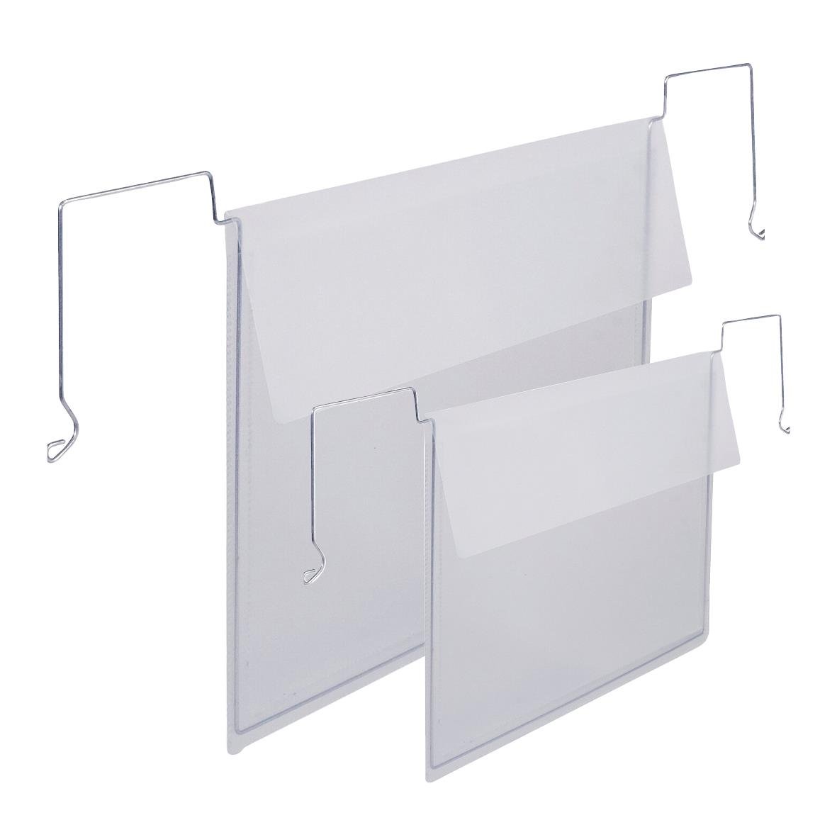 Plastficka Durable med flik och ståltrådsfäste, transparent, för dokument