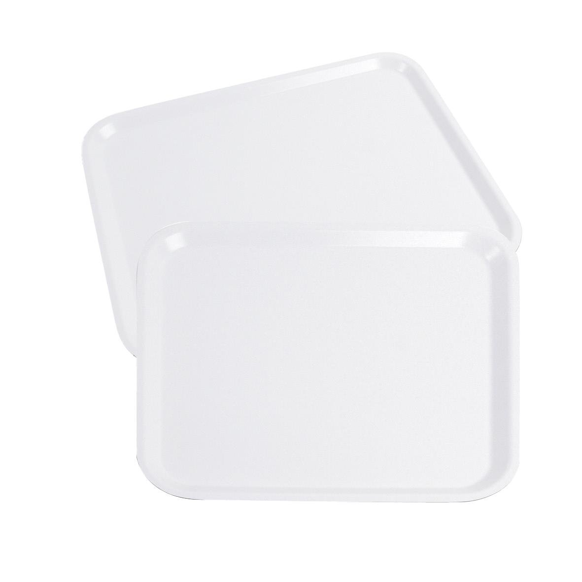 Vit bricka i laminat med rundade hörn