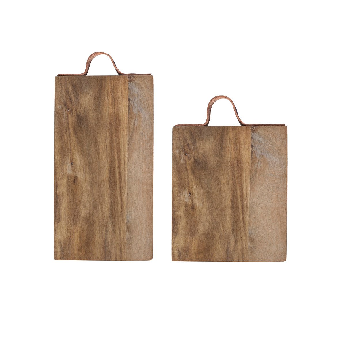 Serveringsbricka i akacia med läderhandtag i två storlekar