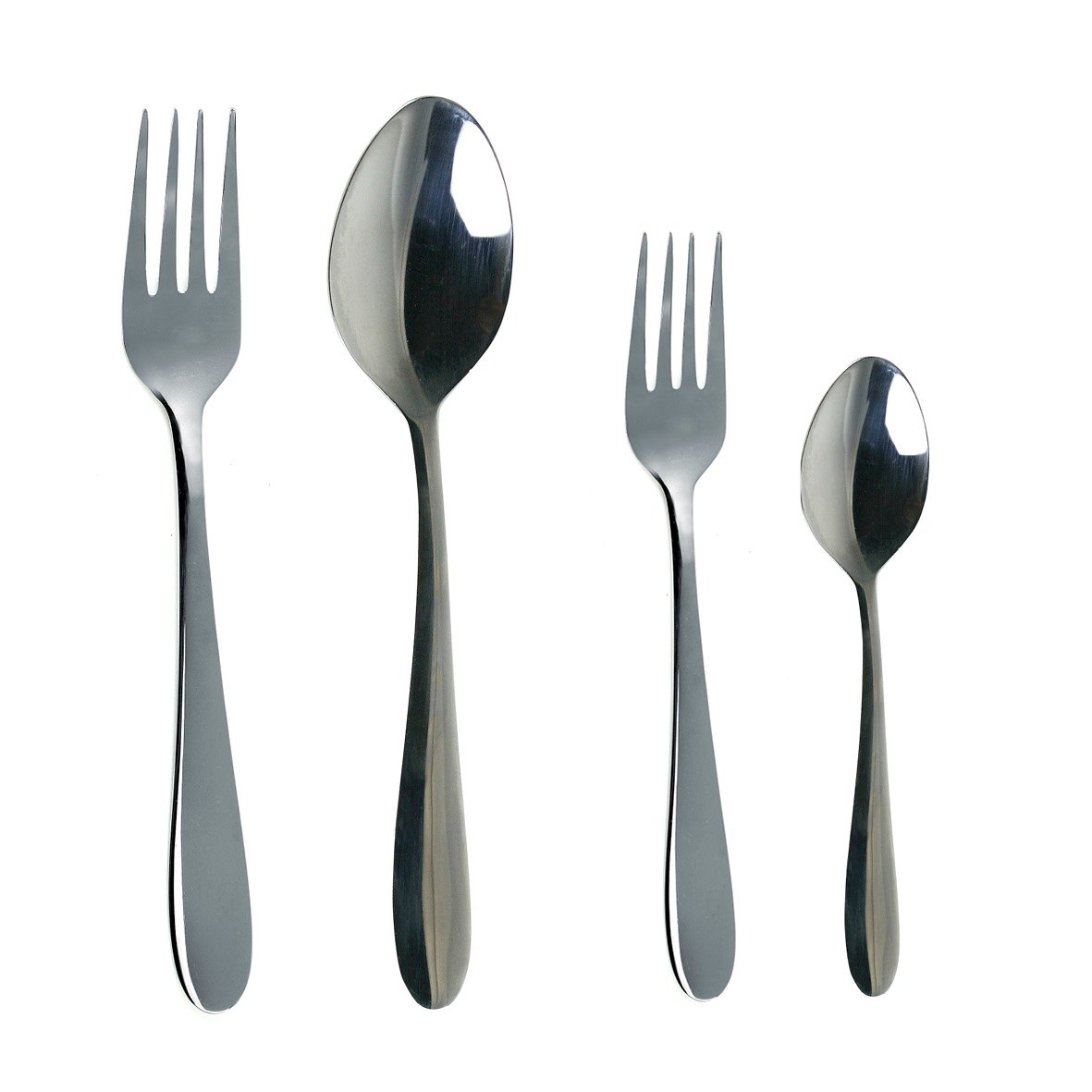 Set med dessertbestick inklusive två gafflar och två skedar i metall