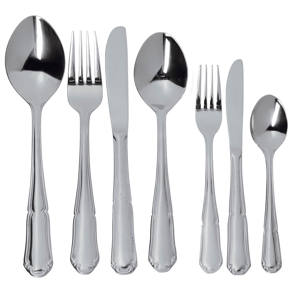 Bestick i barockstil med spegelblank yta och dekorativa handtag