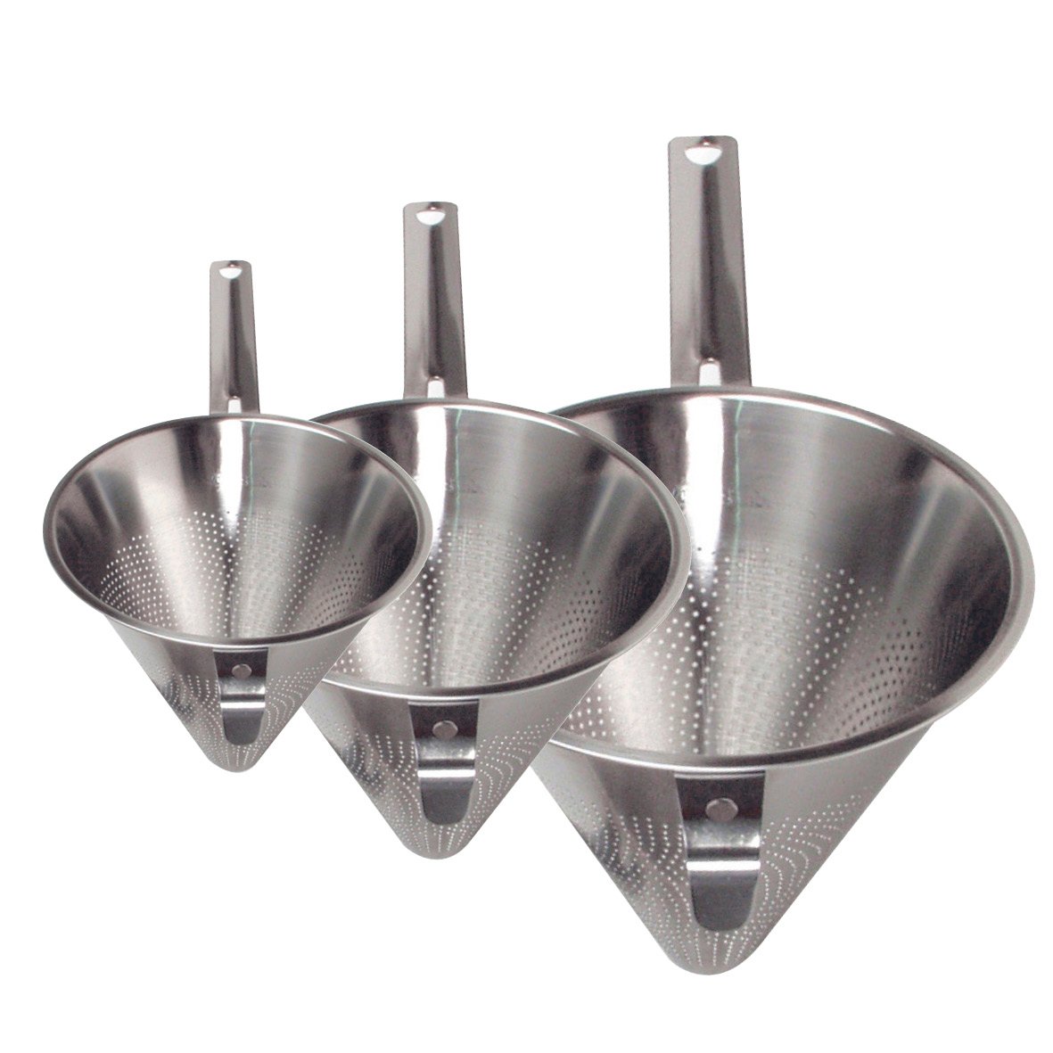 Tre rostfria silikonsilar i olika storlekar för matlagning eller bakning