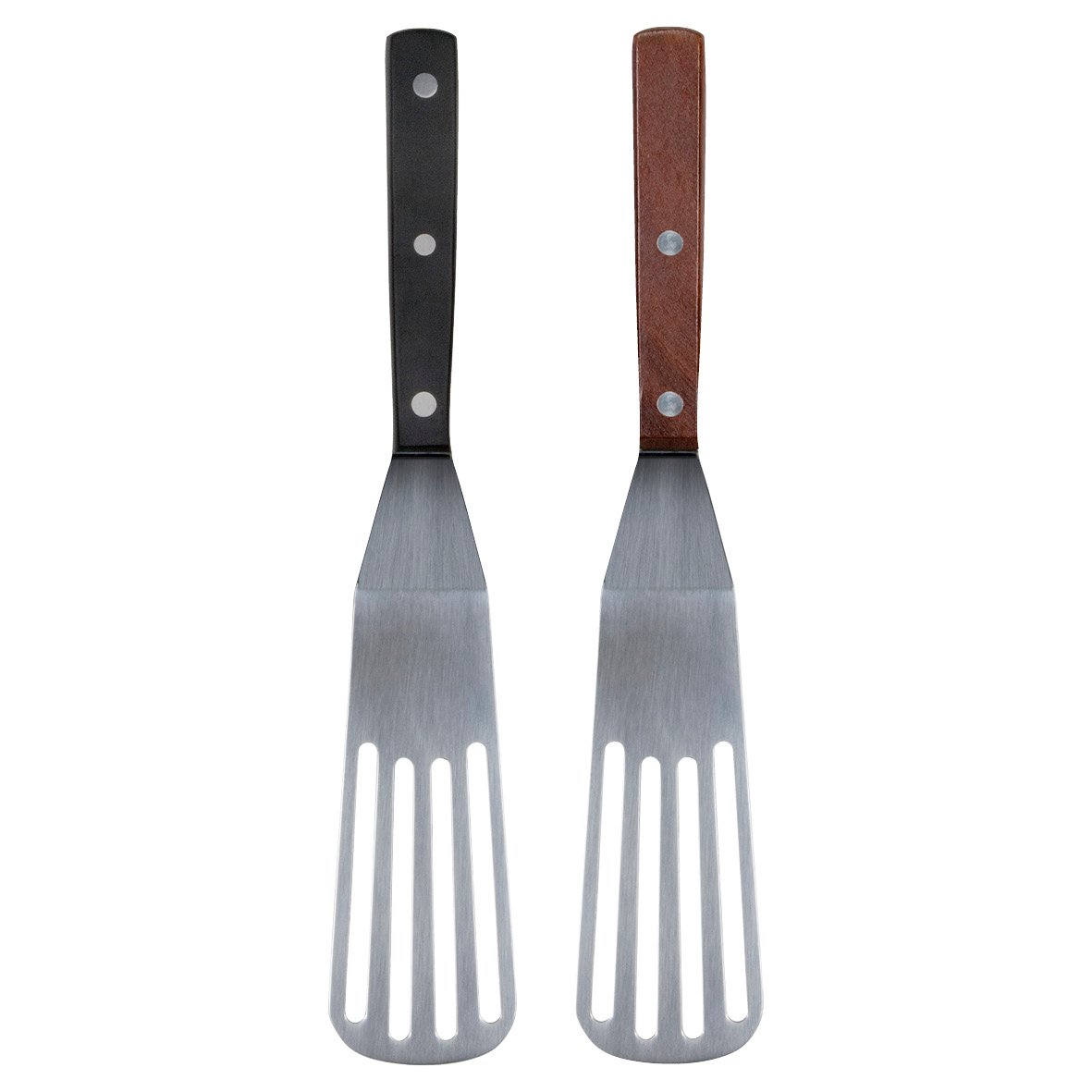 Perforerad stekspade med svart och trähandtag