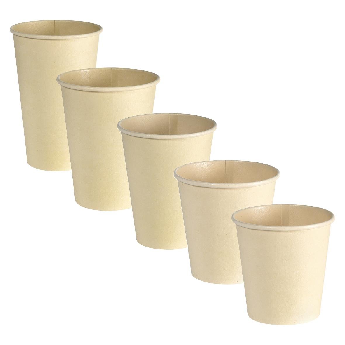 Fem pappersmuggar av naturfärgad bagassematerial, Duni Sweet Cup Bagasse/WBC Natur