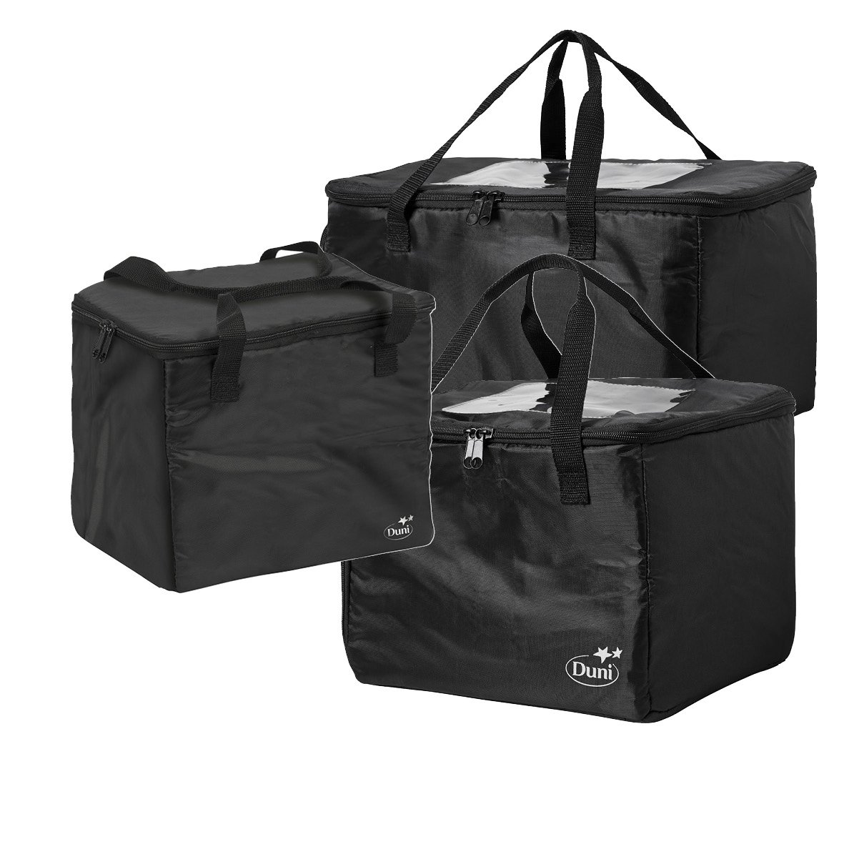 Termoväska Duni Duniform i tre olika storlekar i svart, med handtag och dragkedjor