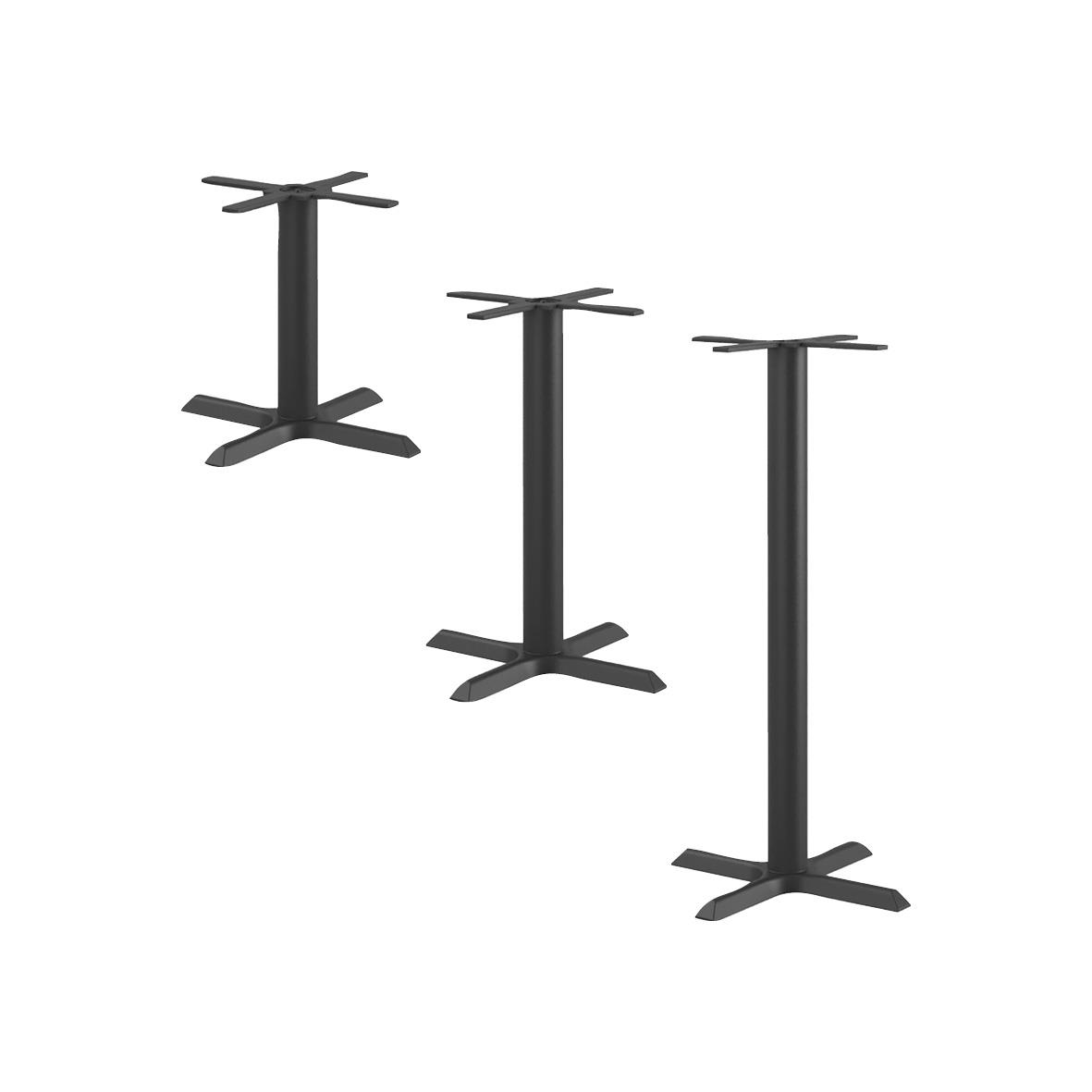 Tre svarta bordsstativ Ferrea Fot X55 stående i rad