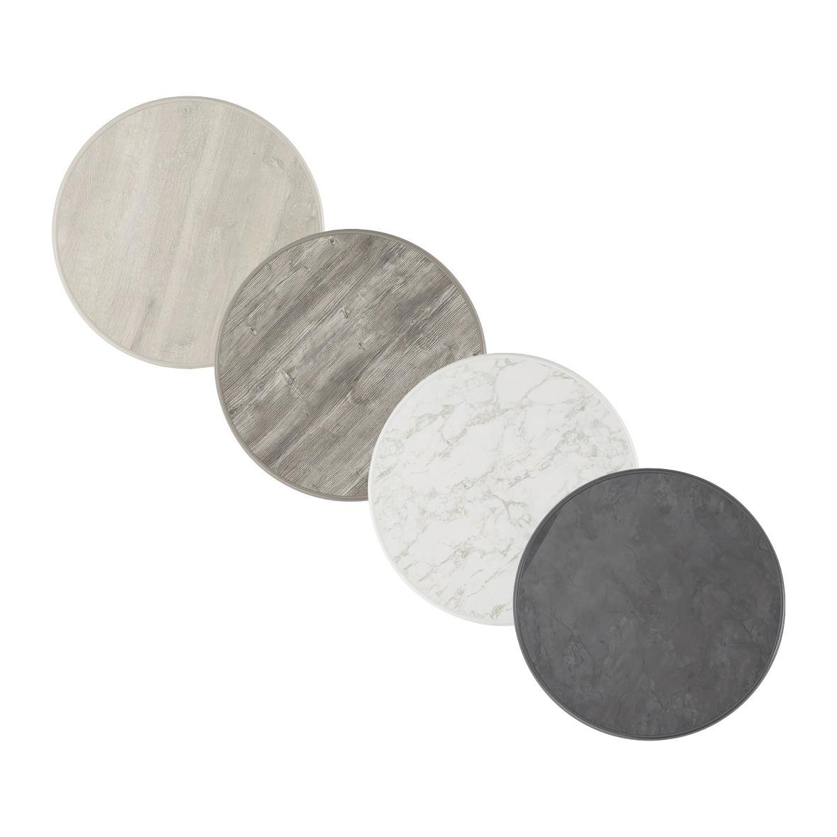 Rund Sevelit bordsskiva med diameter 85 cm i olika färger och mönster