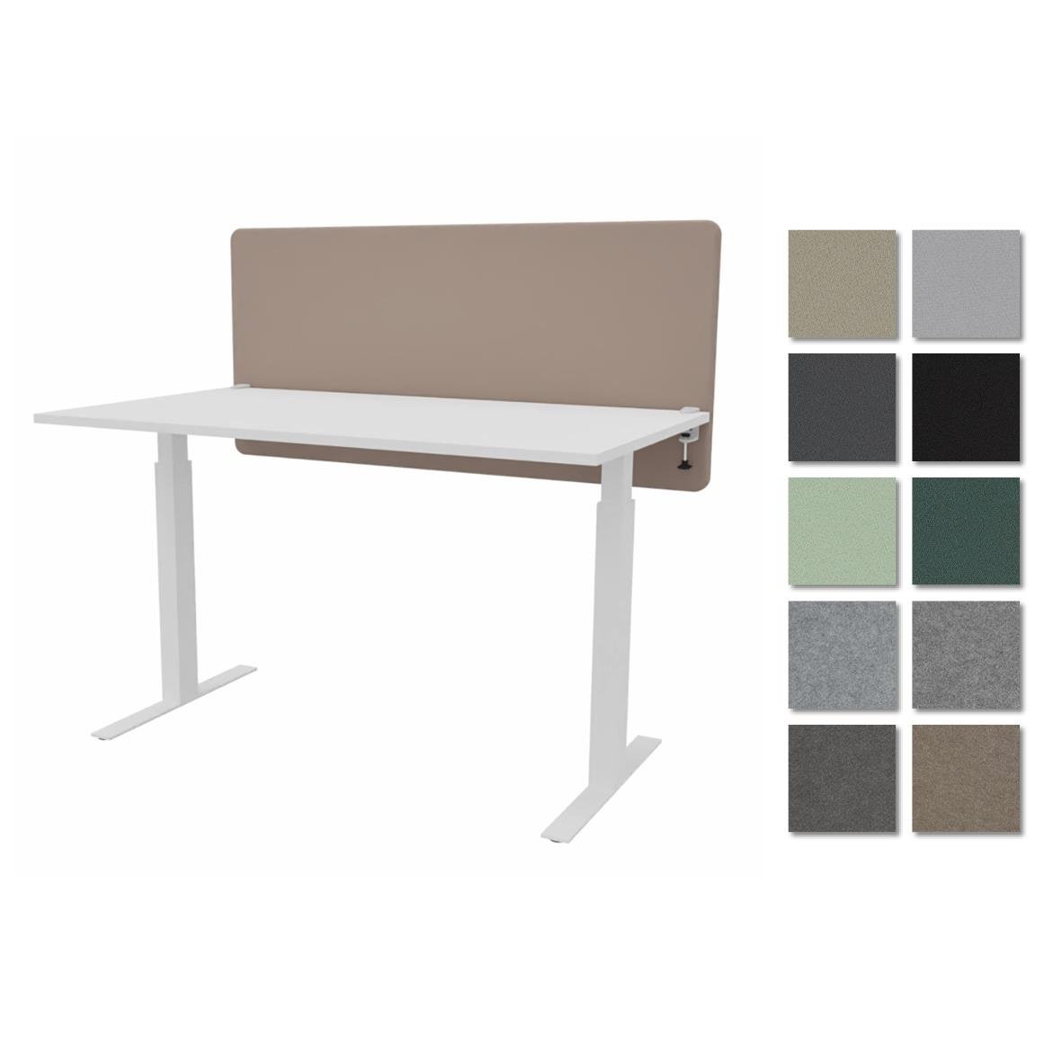 Bordsskärm ScreenIT A30 med beige och grå färg, mått 1400x650x40mm, med ljudabsorberande panel