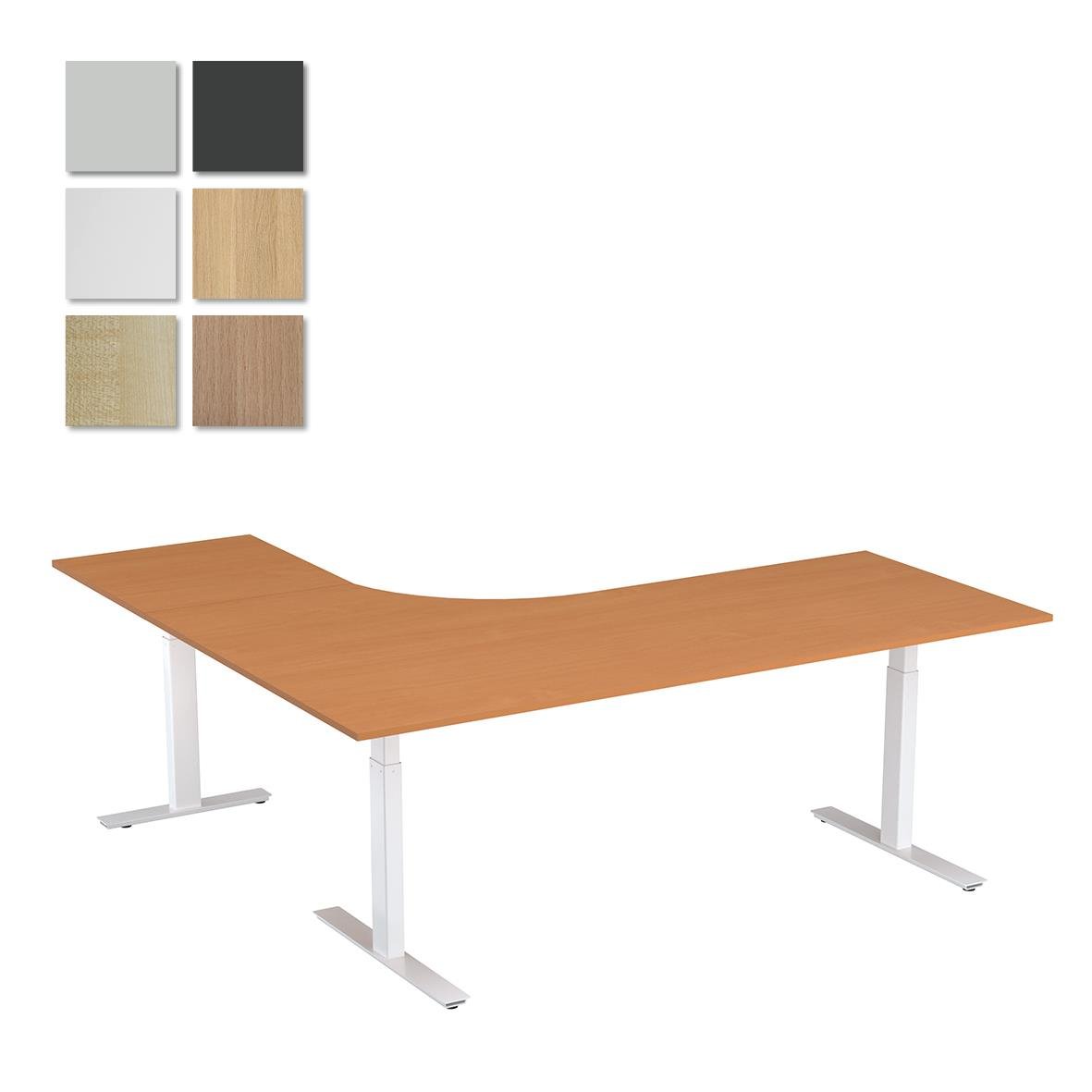Höj- och sänkbart skrivbord Lanab Höger 1800x1800 i trä och vitt