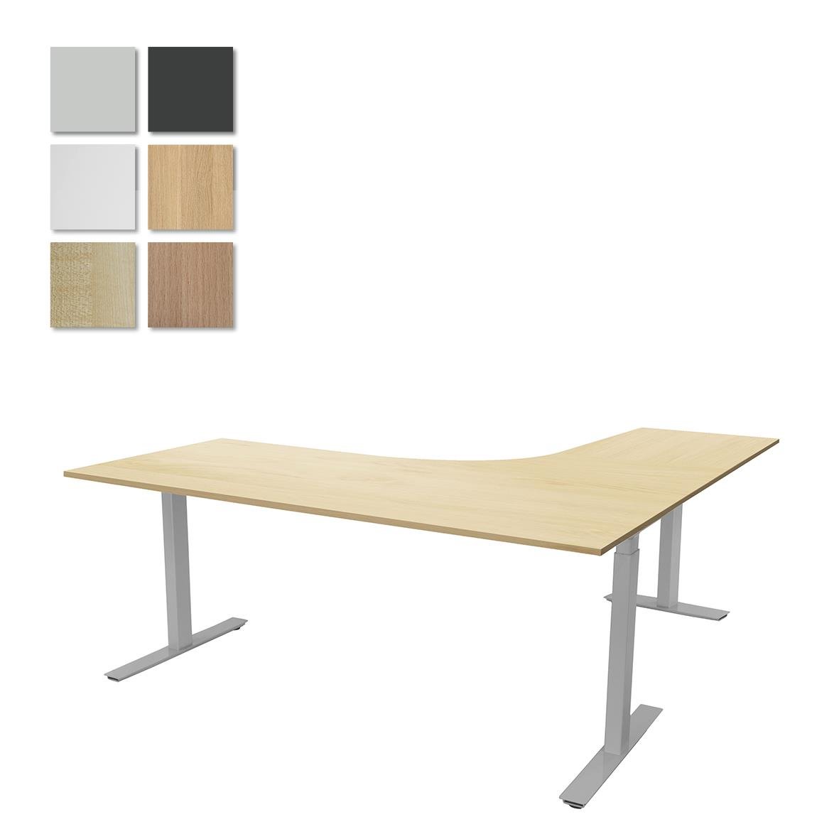 Höj- och sänkbart skrivbord Lanab Vänster 1800x1800 i träfinish och olika färgalternativ