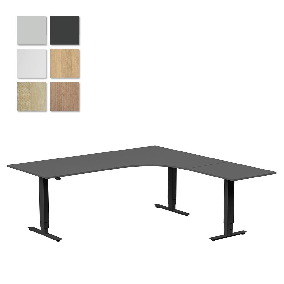 Höj- och sänkbart skrivbord Lanab Höger 2000x2000mm i svart med fyra färgalternativ