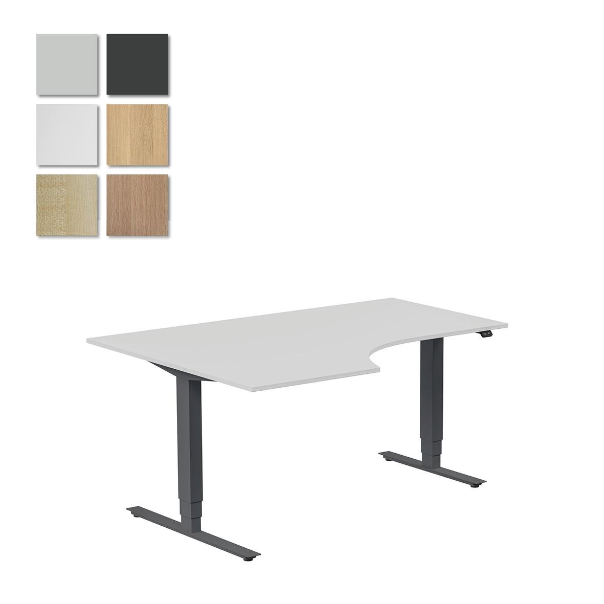 Höj- och sänkbart skrivbord Lanab Vänster i antracit med storlek 1600x1200mm