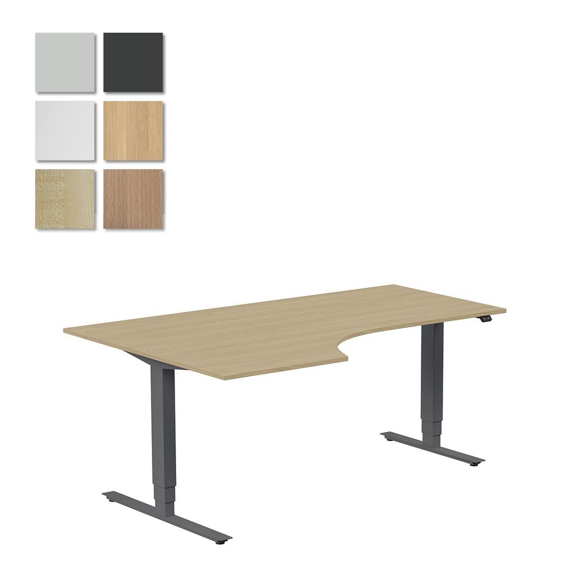 Höj- och sänkbart skrivbord Lanab Vänster Antracit 1800x1200mm med trä- och mörkgrå färger