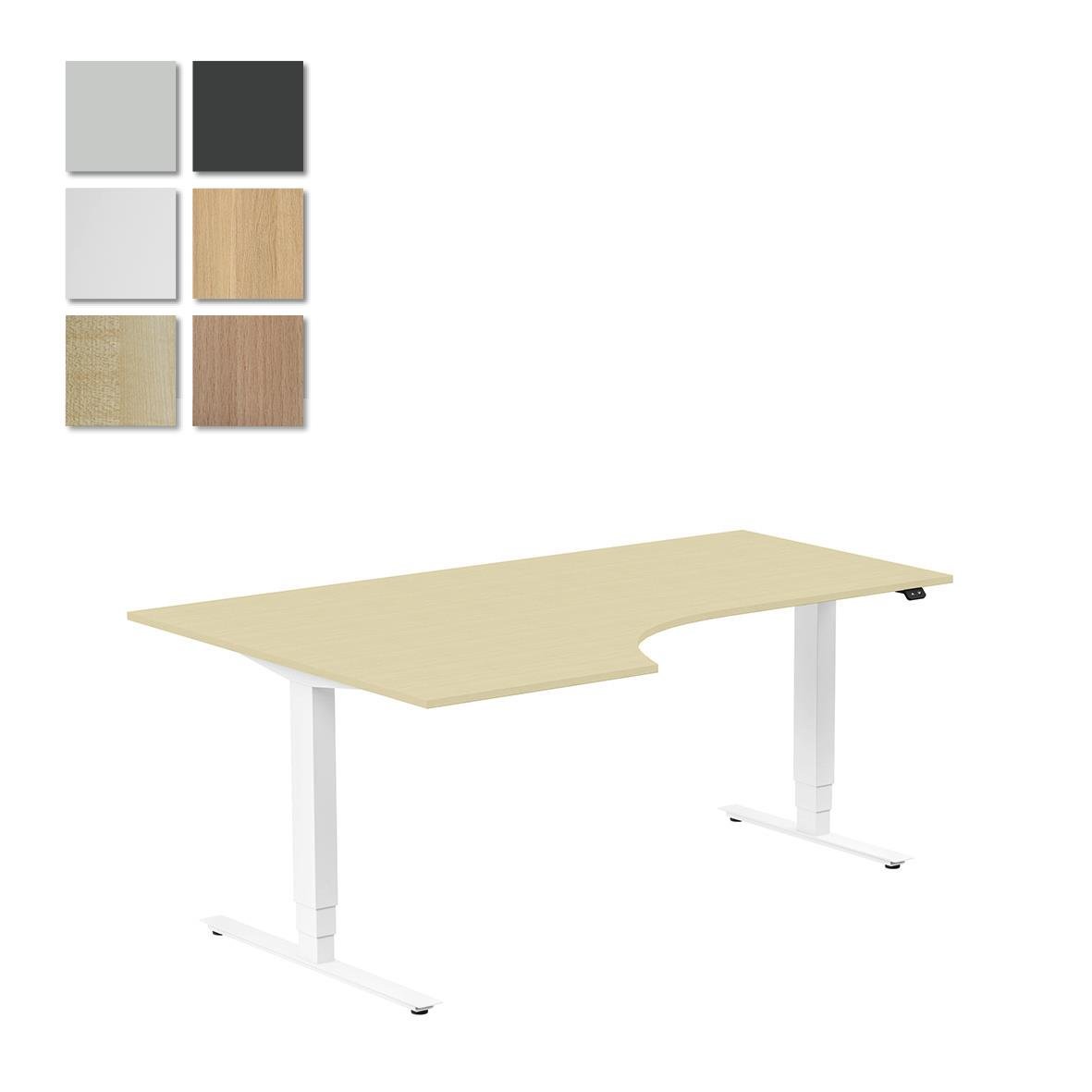 Höj- och sänkbart skrivbord i vitt med 1800x1200mm arbetsyta och vänster skåp