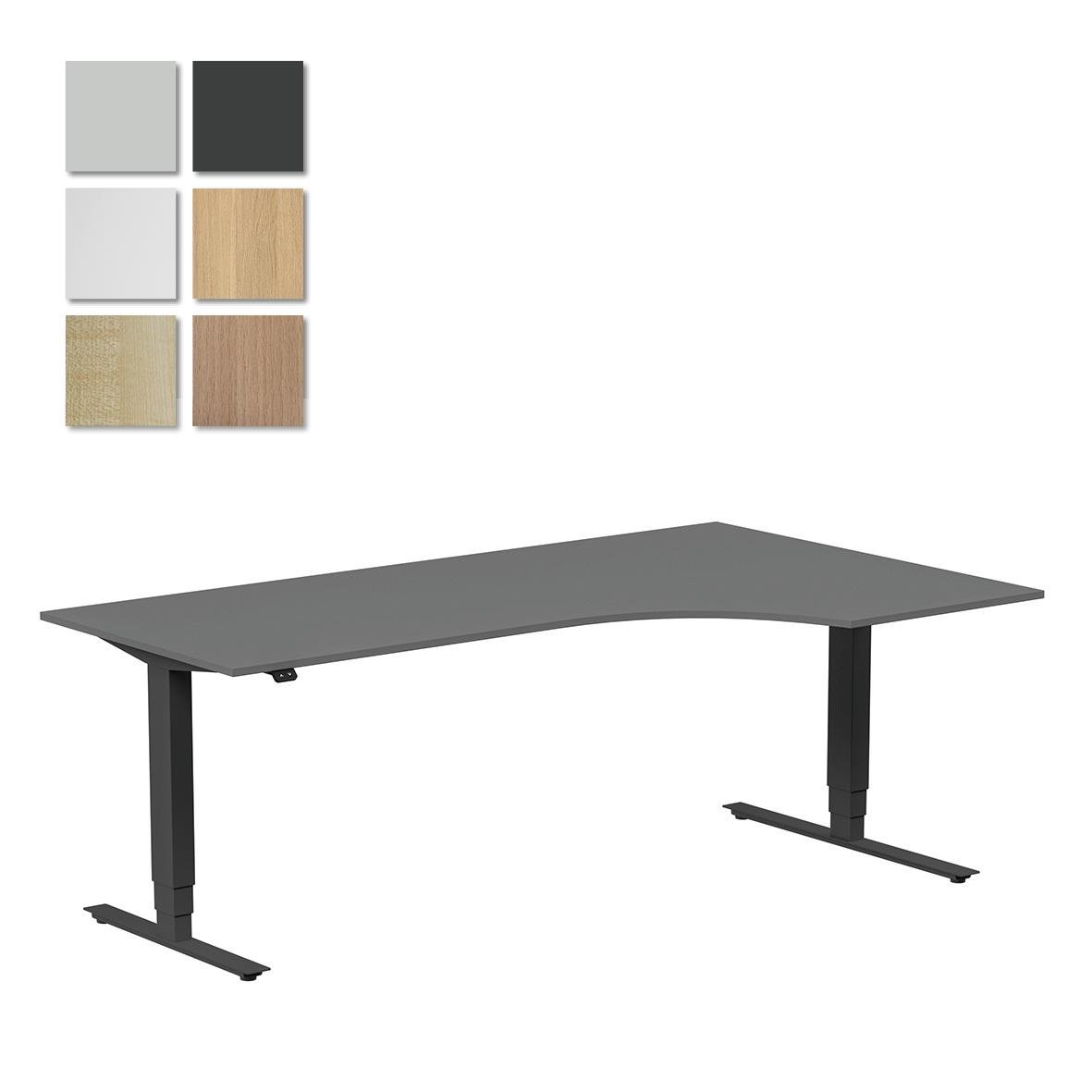 Höj- och sänkbart skrivbord i svart med måtten 2000x1200mm