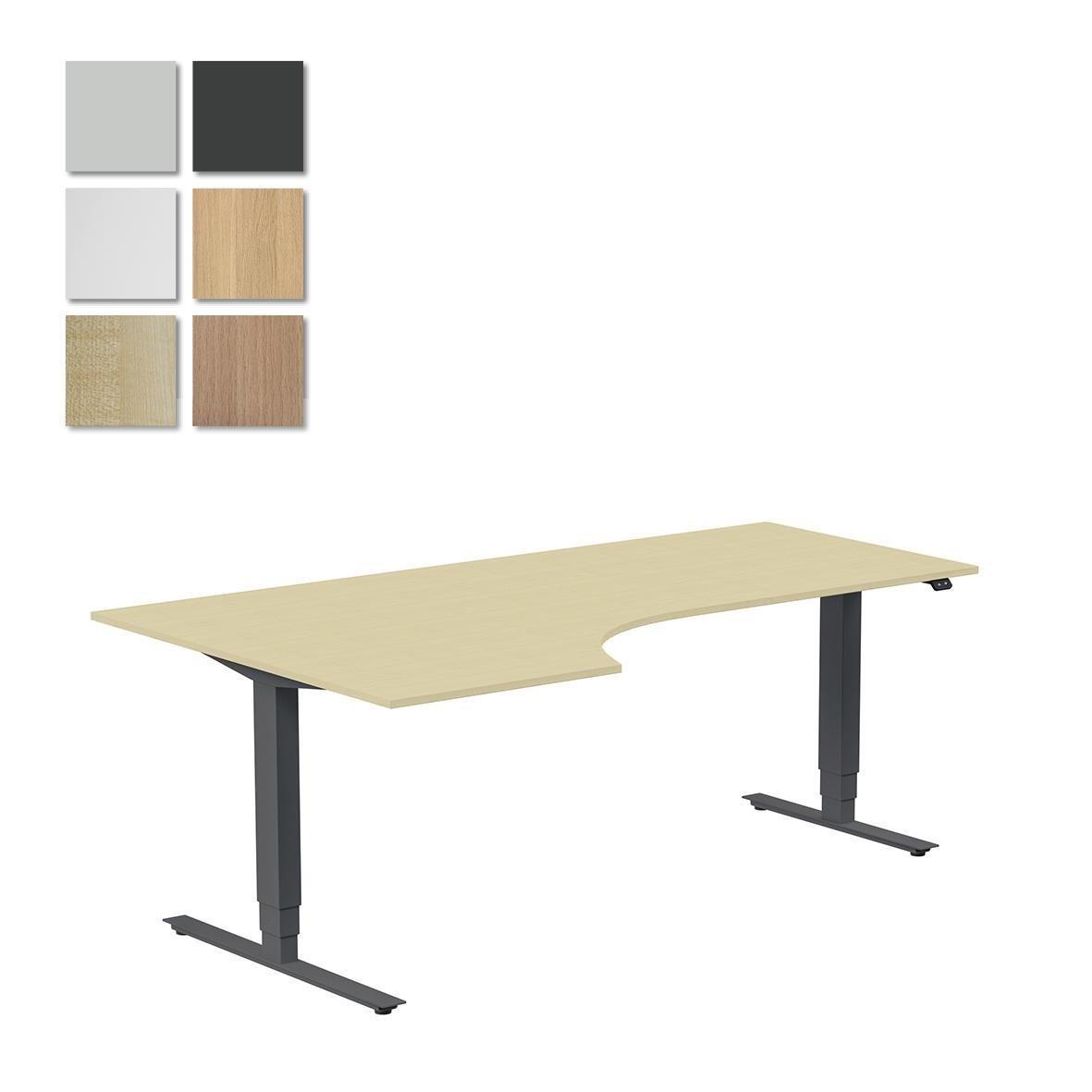 Höj- och sänkbart skrivbord Lanab Vänster i antracit, 2000x1200mm