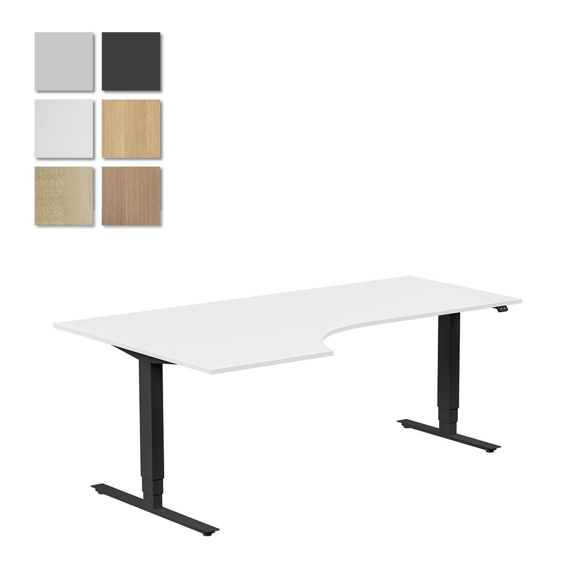 Höj- och sänkbart skrivbord Lanab Vänster i svart med måtten 2000x1200mm