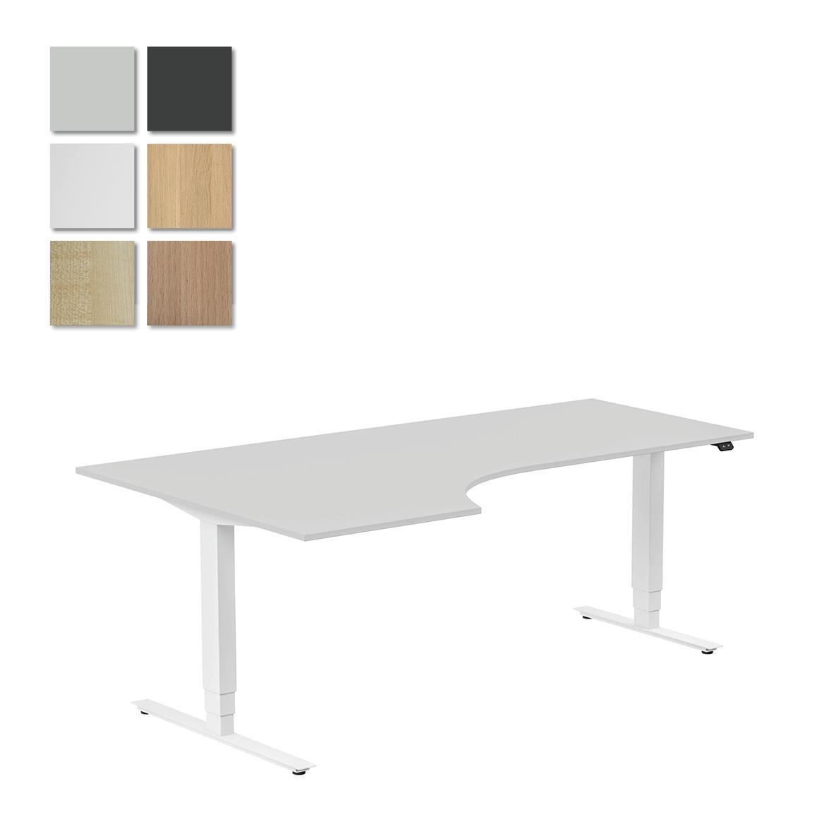 Höj- och sänkbart skrivbord i vitt med justerbar höjd och storlek 2000x1200mm