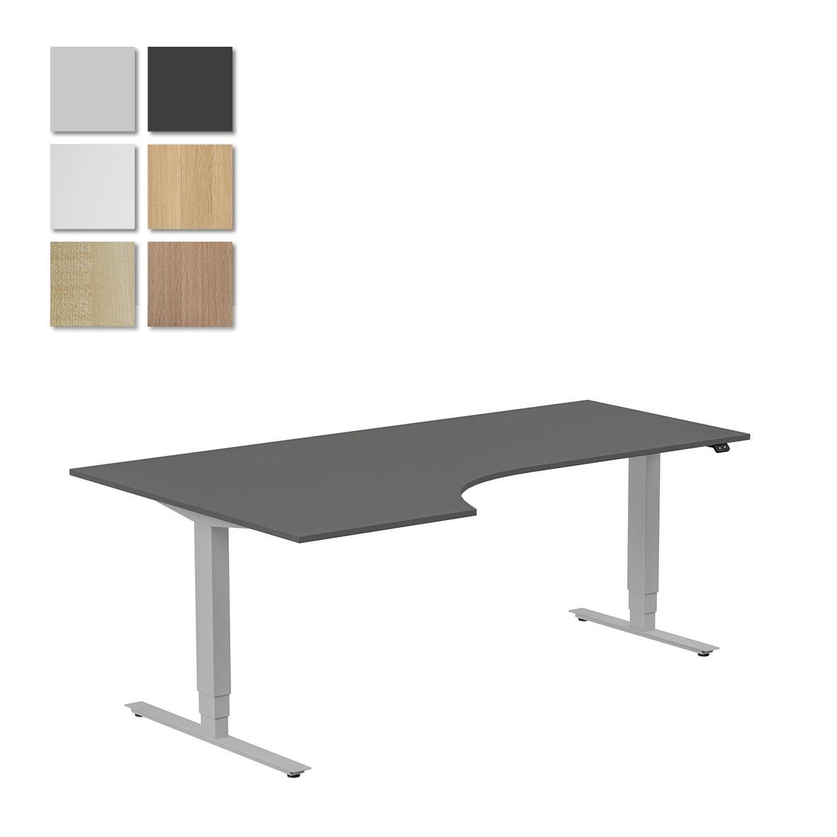 Höj- och sänkbart skrivbord i silver med stor arbetsyta 2000x1200mm