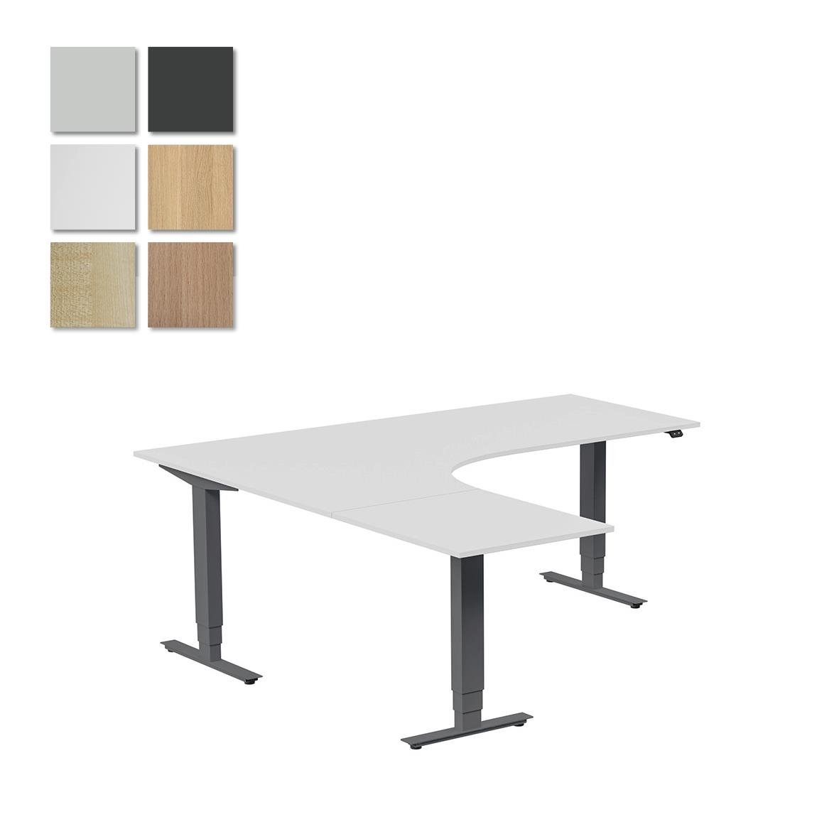 Höj- och sänkbart skrivbord Lanab Vänster i antracit, 2000x2000mm, med olika färgalternativ