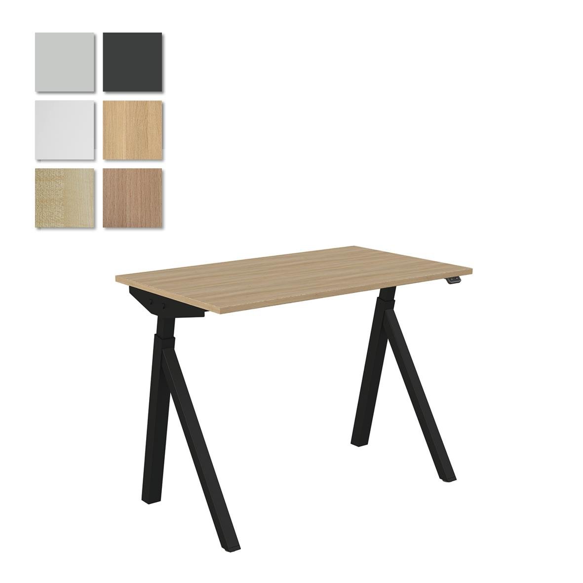 Höj- och sänkbart skrivbord Lanab El i mörk ask och svart med dimensionen 1000x600mm