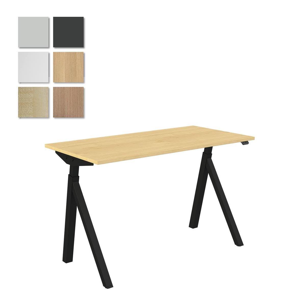 Höj- och sänkbart skrivbord Lanab El i mörk ask och svart, 1200x600mm