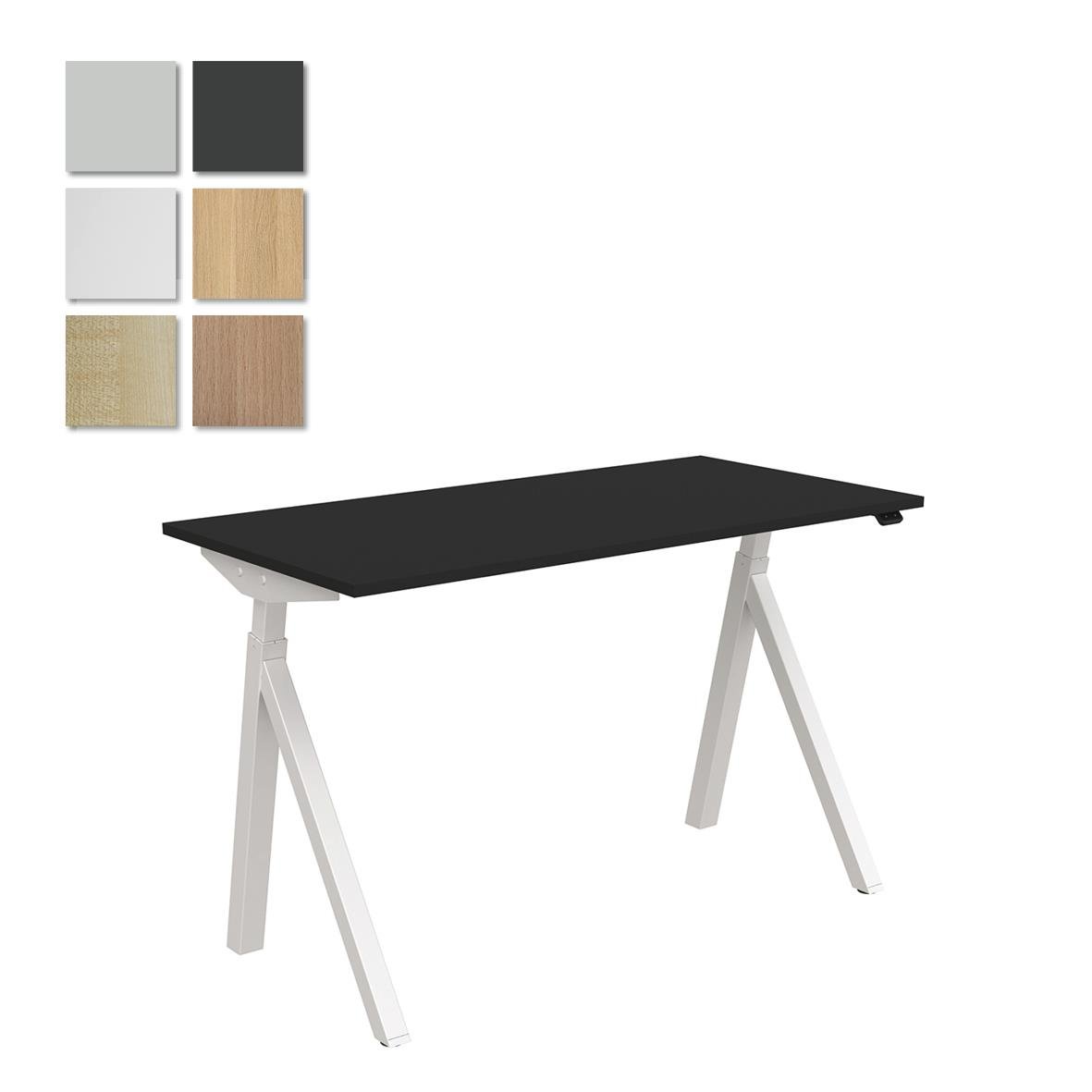 Höj- och sänkbart skrivbord Lanab El i mörk ask och vit, storlek 1200x600mm