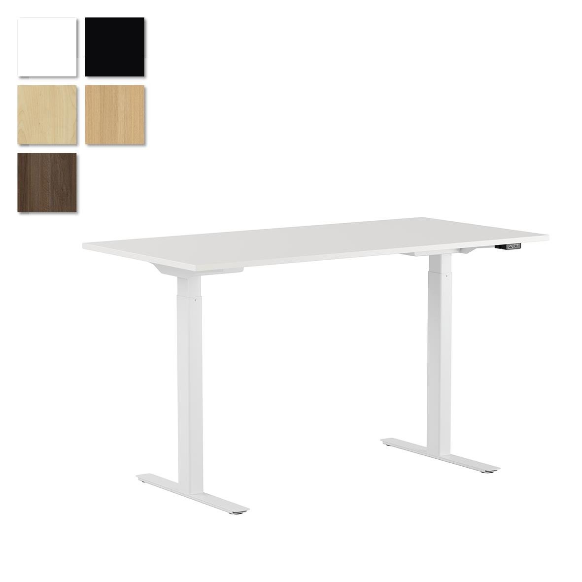 Höj- och sänkbart skrivbord Lotus 1 med vit yta och elektrisk motor, storlek 1200x800mm