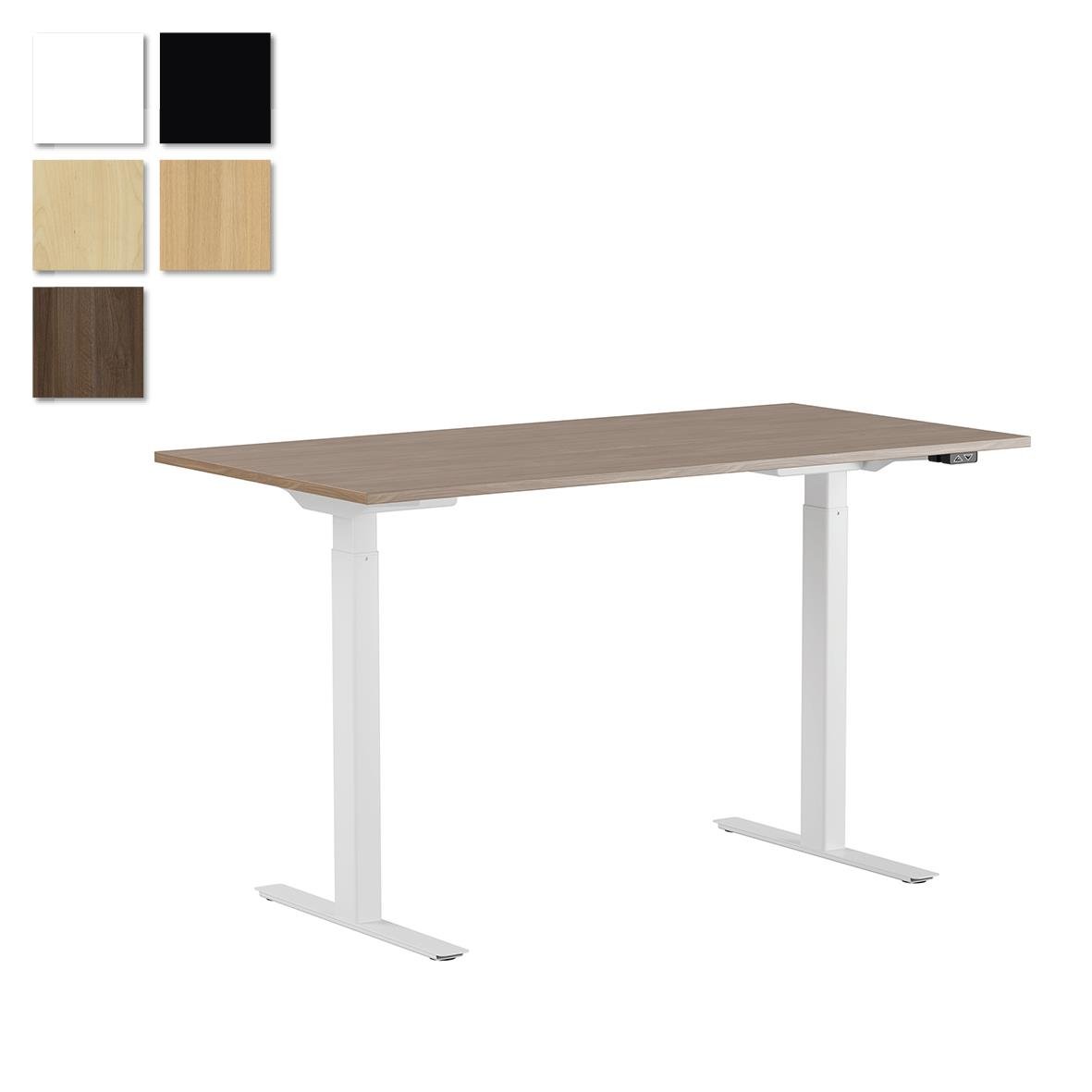 Höj- och sänkbart skrivbord Lotus 2 motor, vit bas, 1200x800mm, träskiva i olika färger