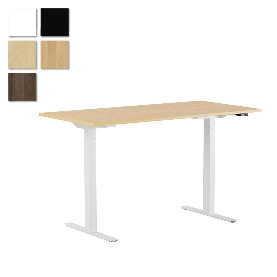 Höj- och sänkbart skrivbord Lotus 2 motorer, vit bas, 1400x800mm, träskiva