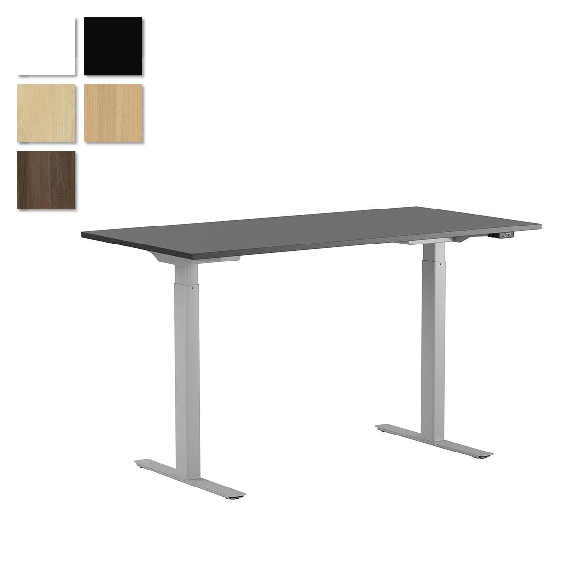 Höj- och sänkbart skrivbord Lotus med 2 motorer i bas Silv, 1600x800mm