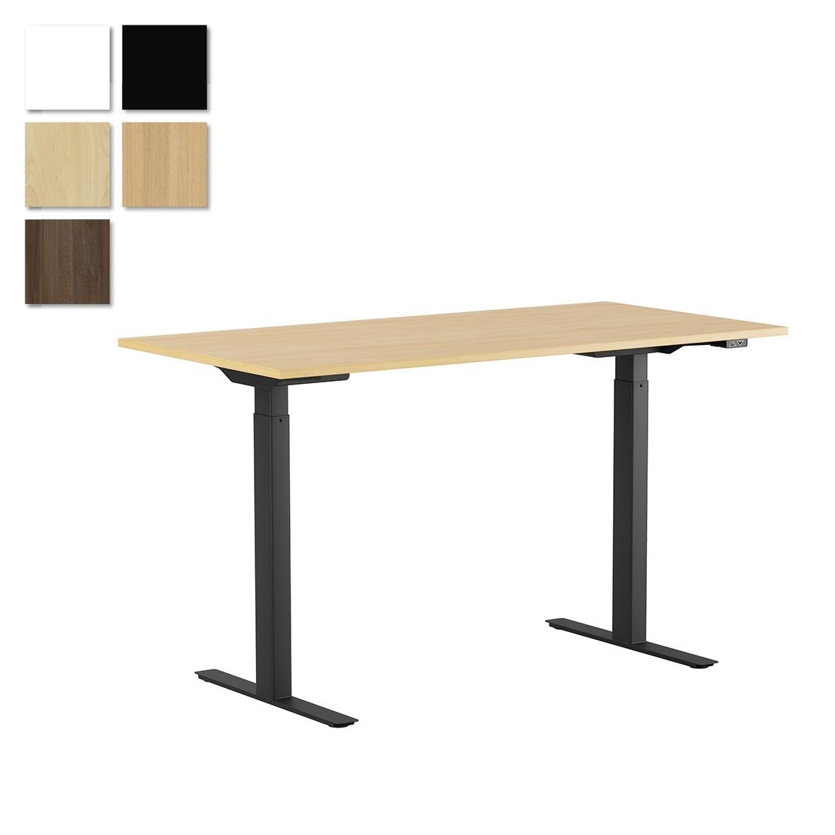 Höj- och sänkbart skrivbord Lotus med två motorer, 1600x800mm, i ljus träfinish