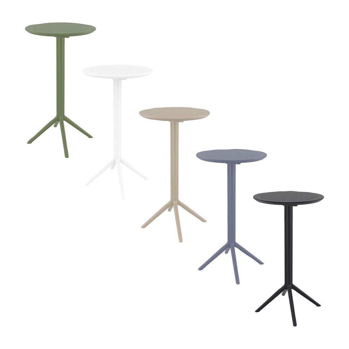 Fällbart barbord Sky med Ø600 i olika färger, ställbar höjd och tre ben