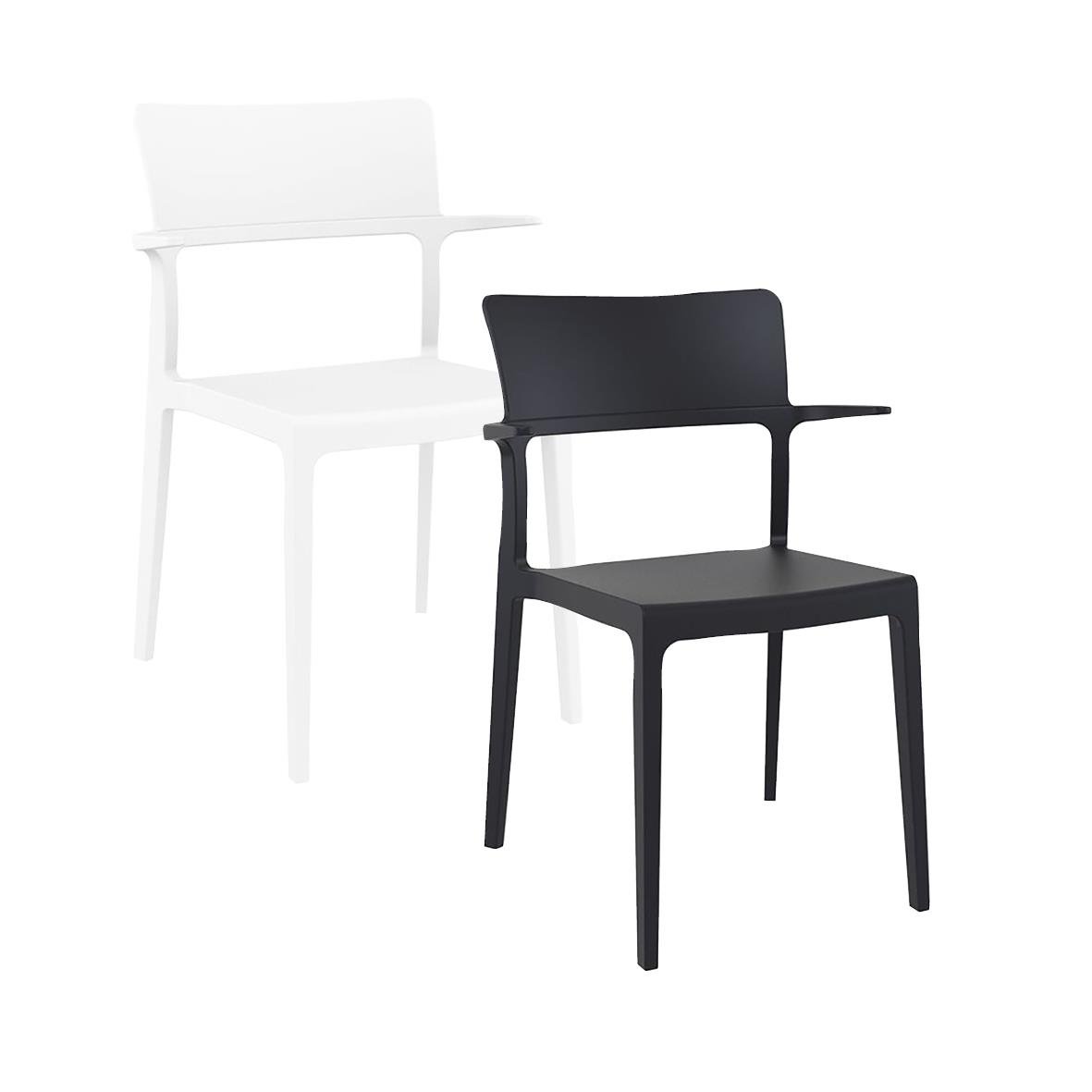 Svart och vit upphängningsbar stol med armstöd