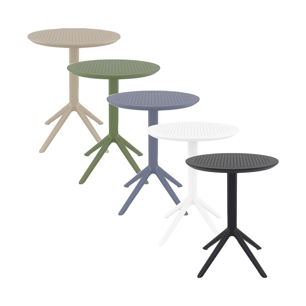 Fällbart cafébord Sky i olika färger med rund topp och tre ben