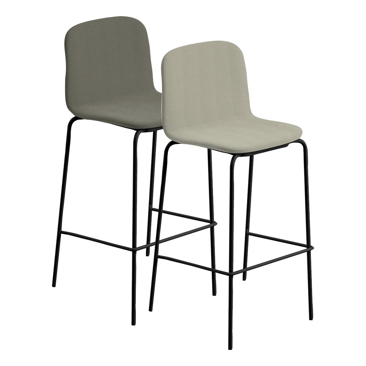 Två barstolar Lanab Lövhult Cura i beige och ljusgrå med svarta metallben