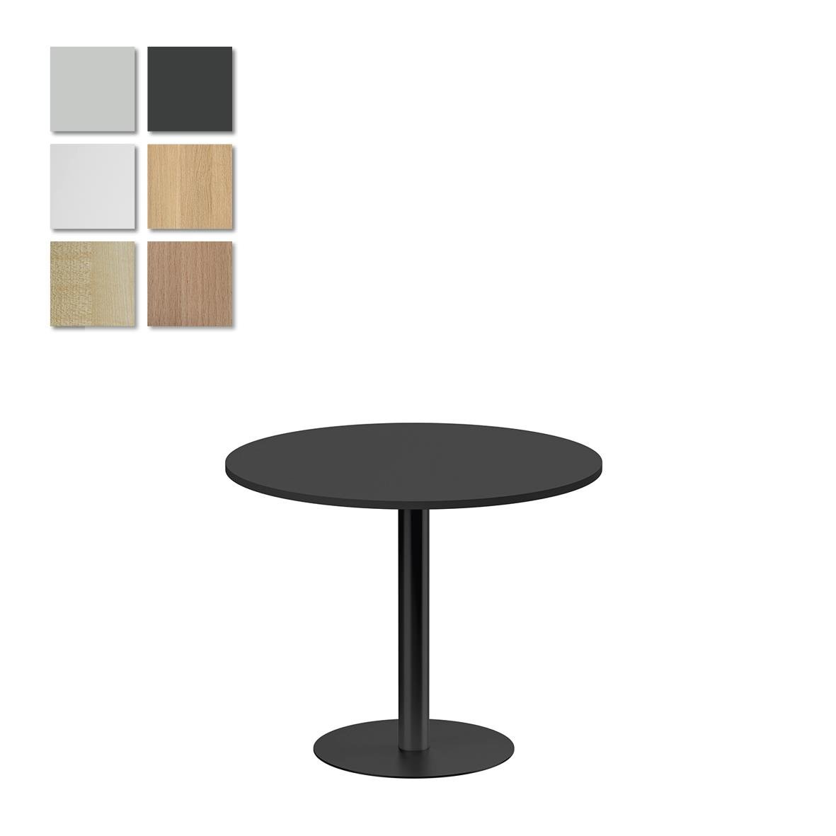 Pelarbord Lanab Mörk Ask/Svart Ø900 H720mm med svart bordsskiva och central fot