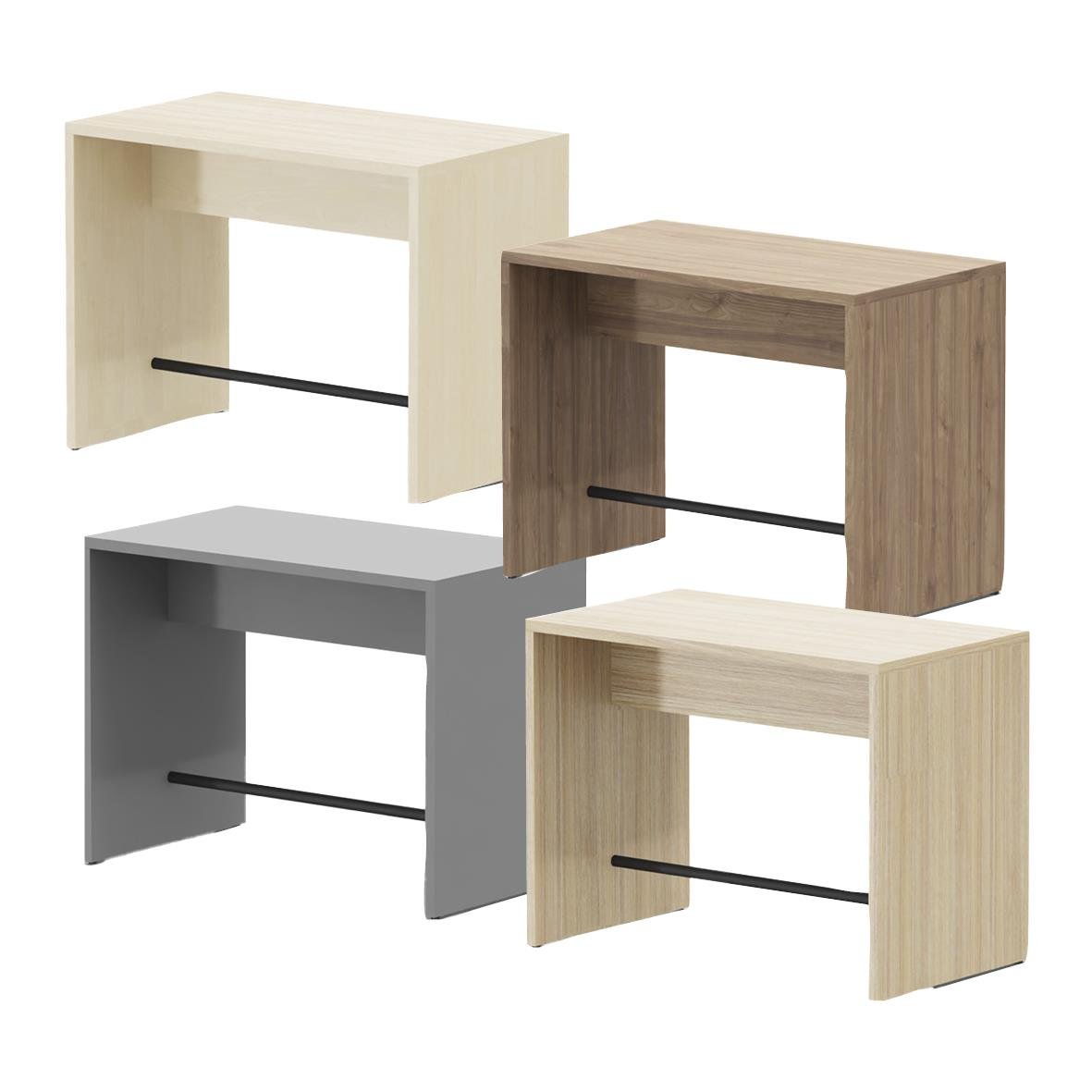 Fyra olika färgade barbord McBar H105 D80cm, L140cm