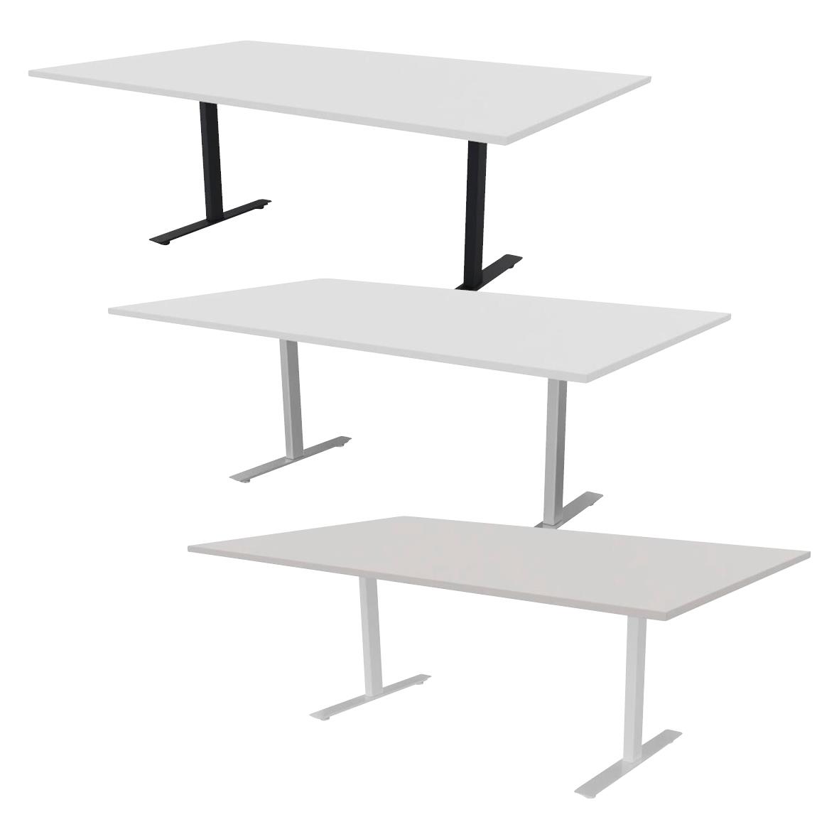 Konferensbord i vitlaminat med svart och vitt underrede, mått 2000x800