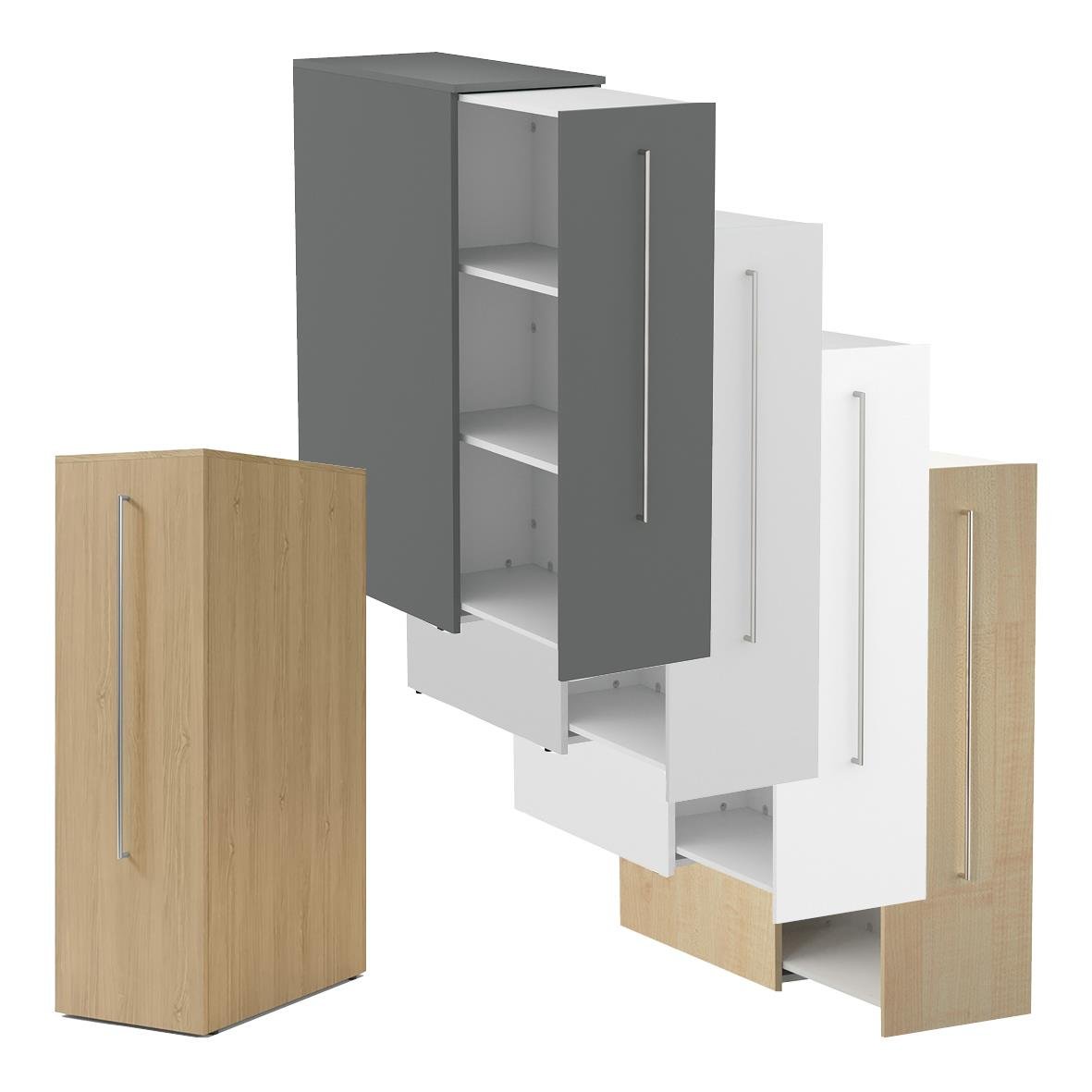 Förvaringsskåp Lanab Sidoskåp Höger 415x1325x800 i grå, vit och träfinish