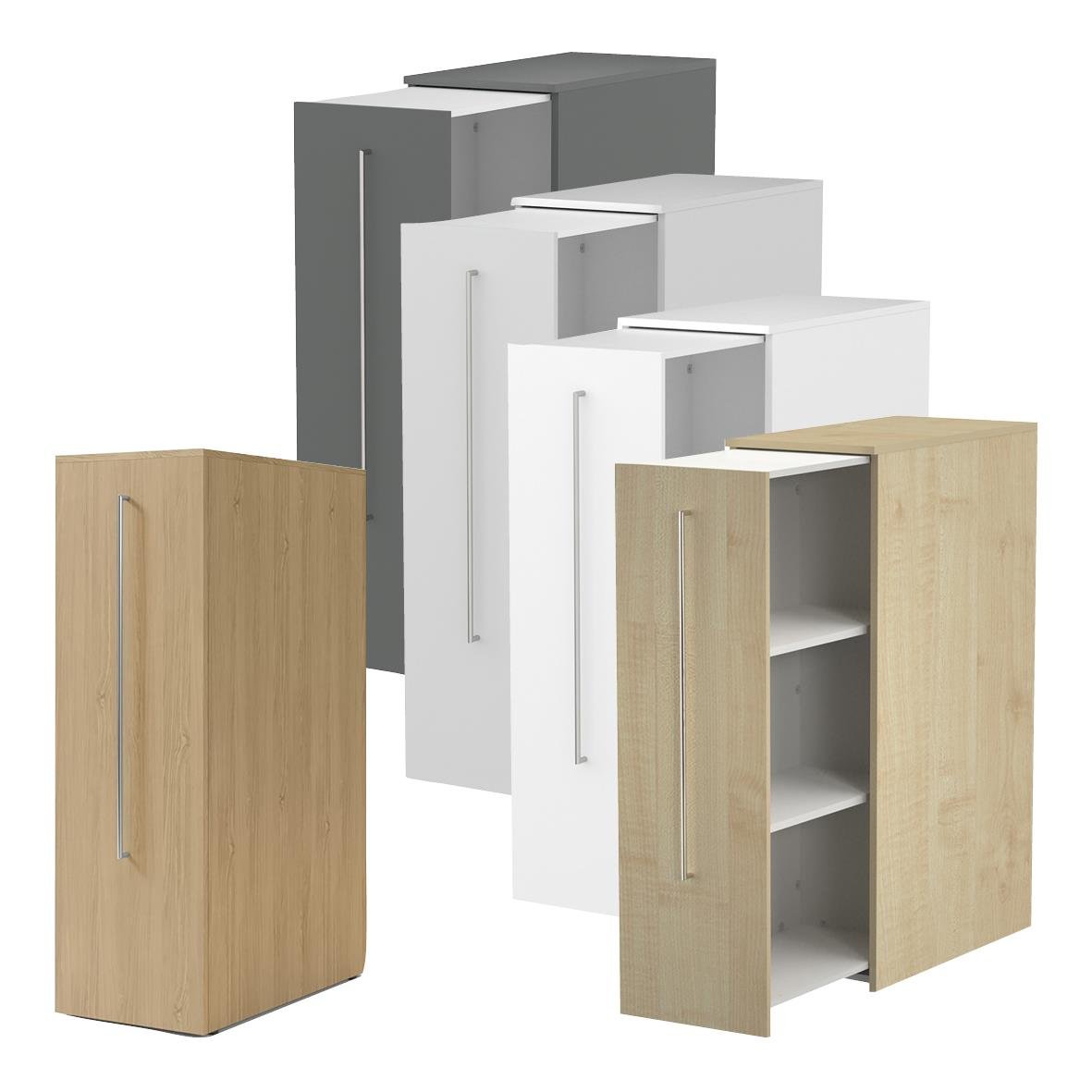 Förvaringsskåp Lanab Sidoskåp Vänster i tre färger med långa handtag