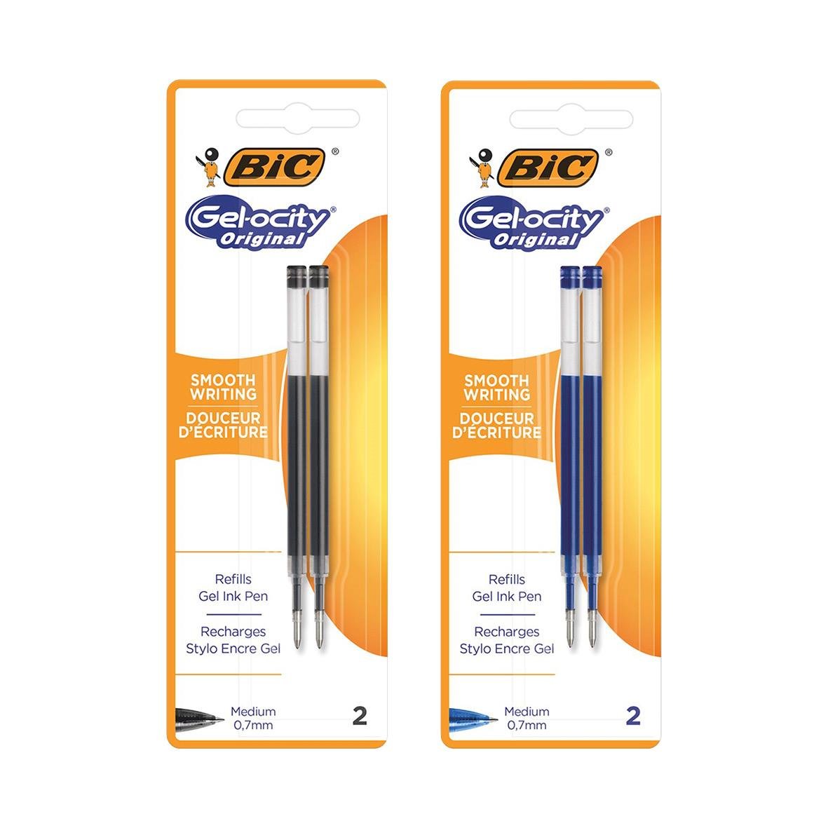 Bic Gelocity gelpennor i förpackning med två pennor, medium 0,7mm, svart och blå färg
