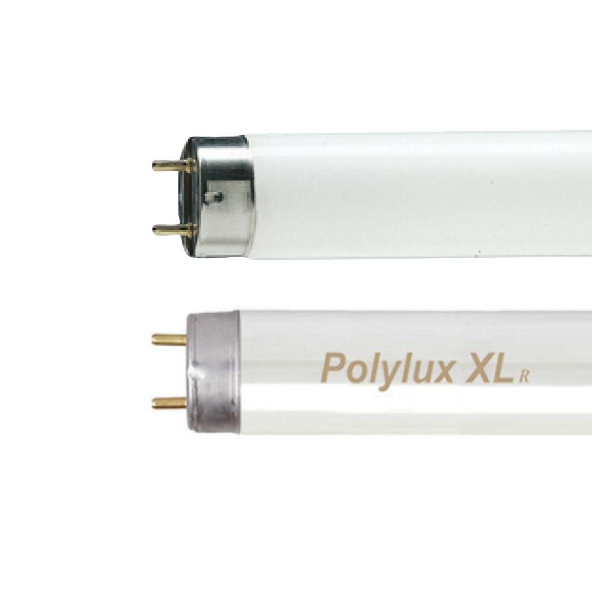 Lysrör GE G13 T8 36W 1200mm, två lysrör, ett vitt och ett med märkning Polyflux XL