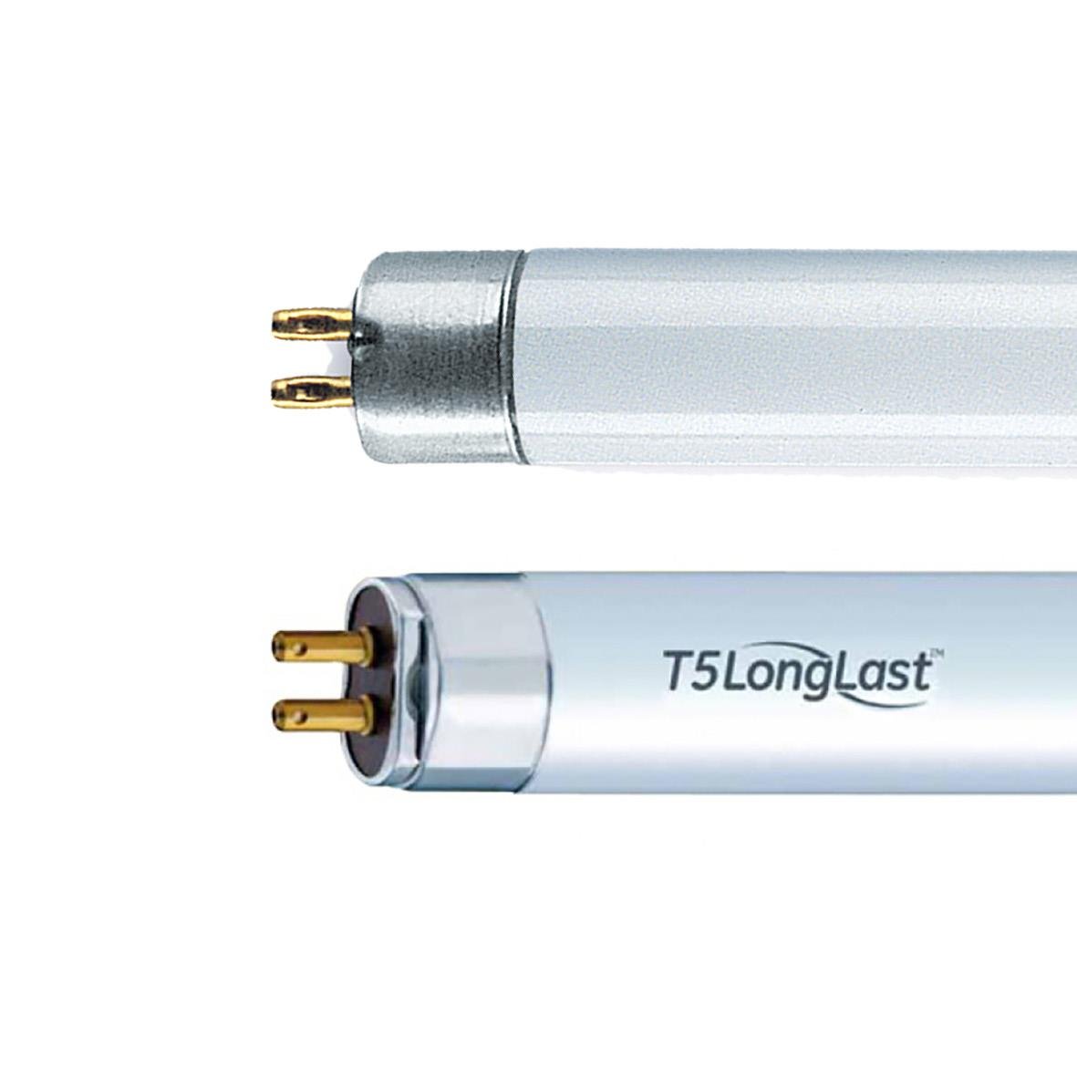 Lysrör G5 T5 28W 1149mm med två lysrör, ett silverfärgat och ett med märkning T5LongLast